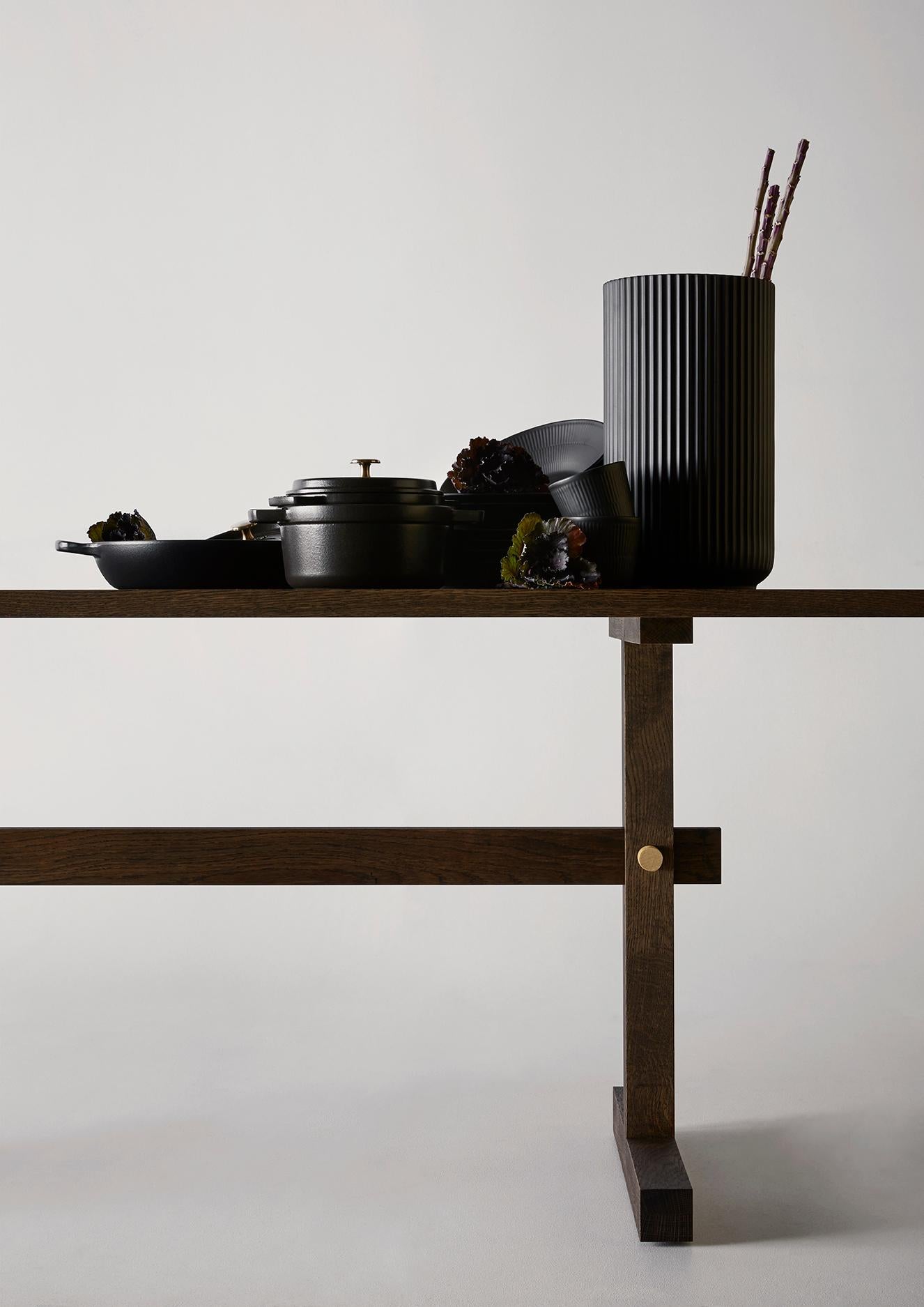 Moderne Gaspard Dark Oak and Brass Dining Table 240 by Eberhart Furniture en vente