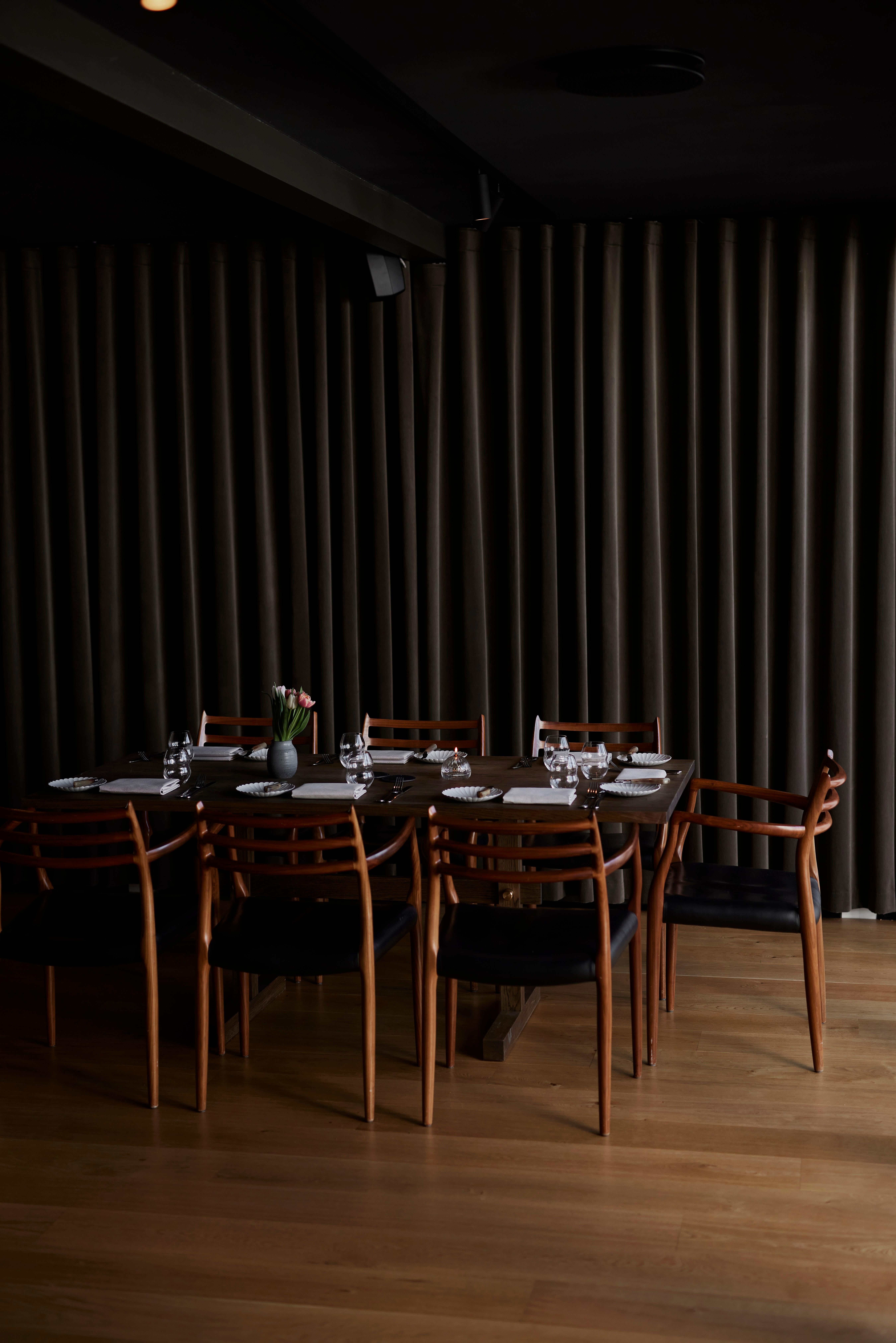 Métal Gaspard Dark Oak and Brass Dining Table 240 by Eberhart Furniture en vente