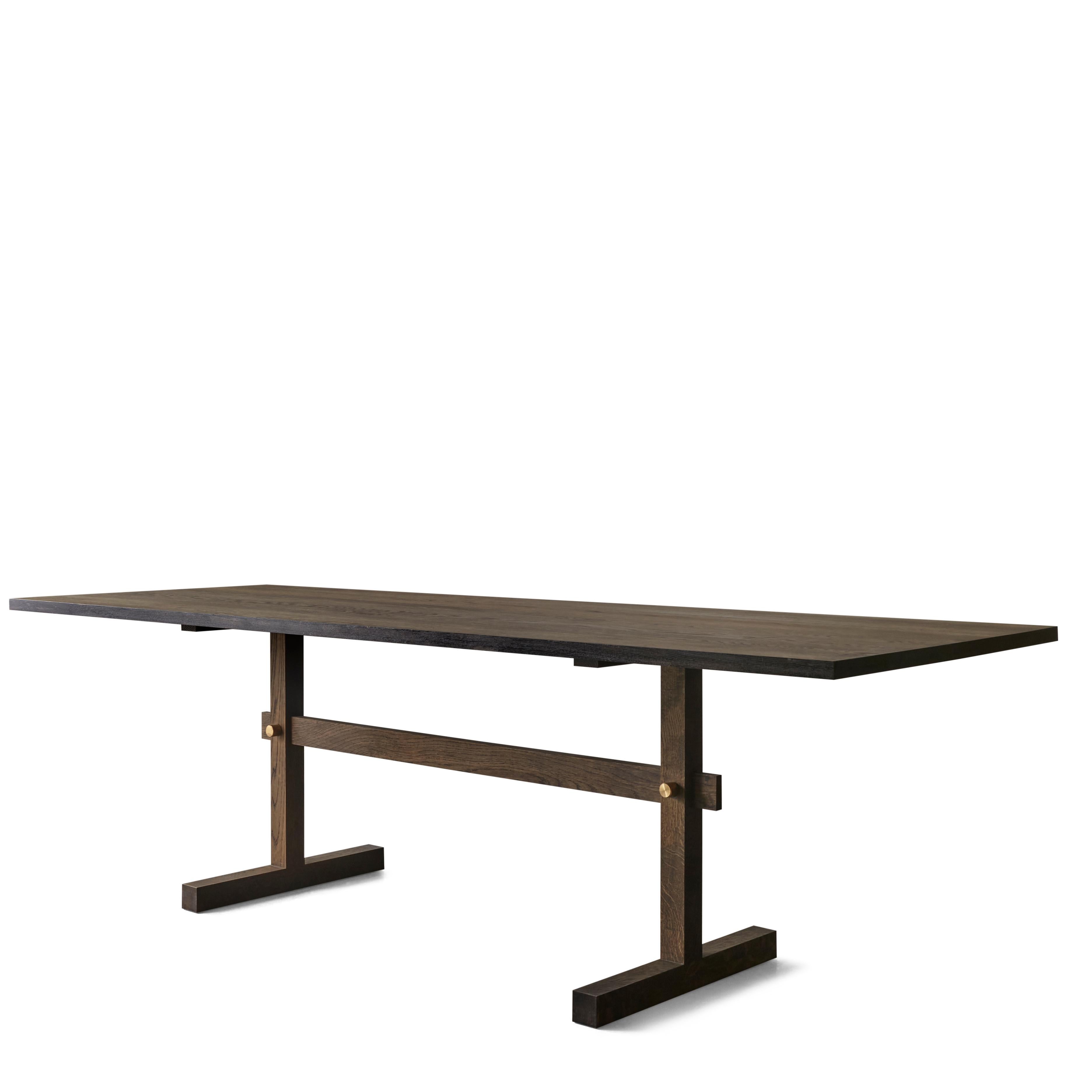 Gaspard Dark Oak and Brass Dining Table 240 by Eberhart Furniture en vente 1