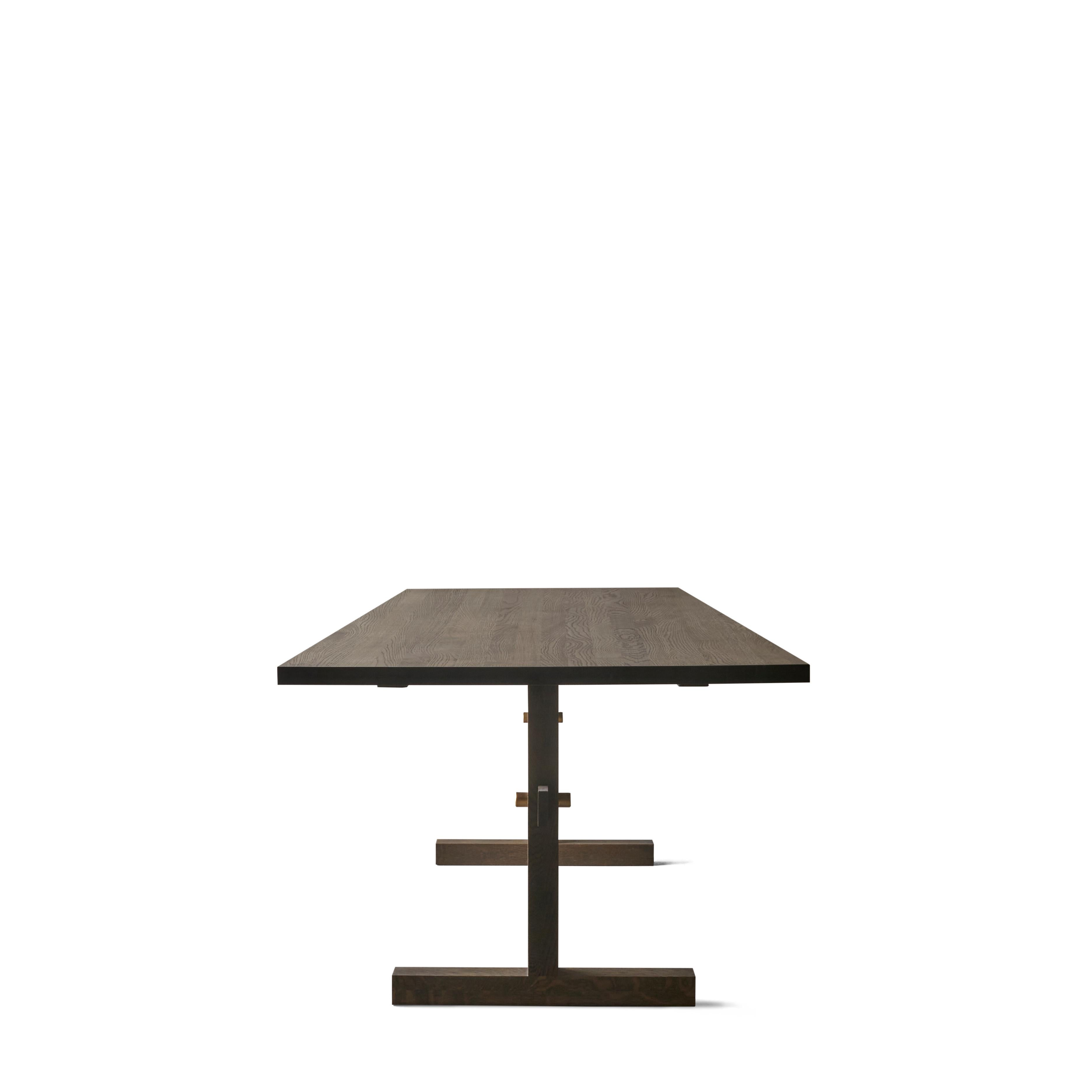 Gaspard Dark Oak and Brass Dining Table 240 by Eberhart Furniture en vente 2