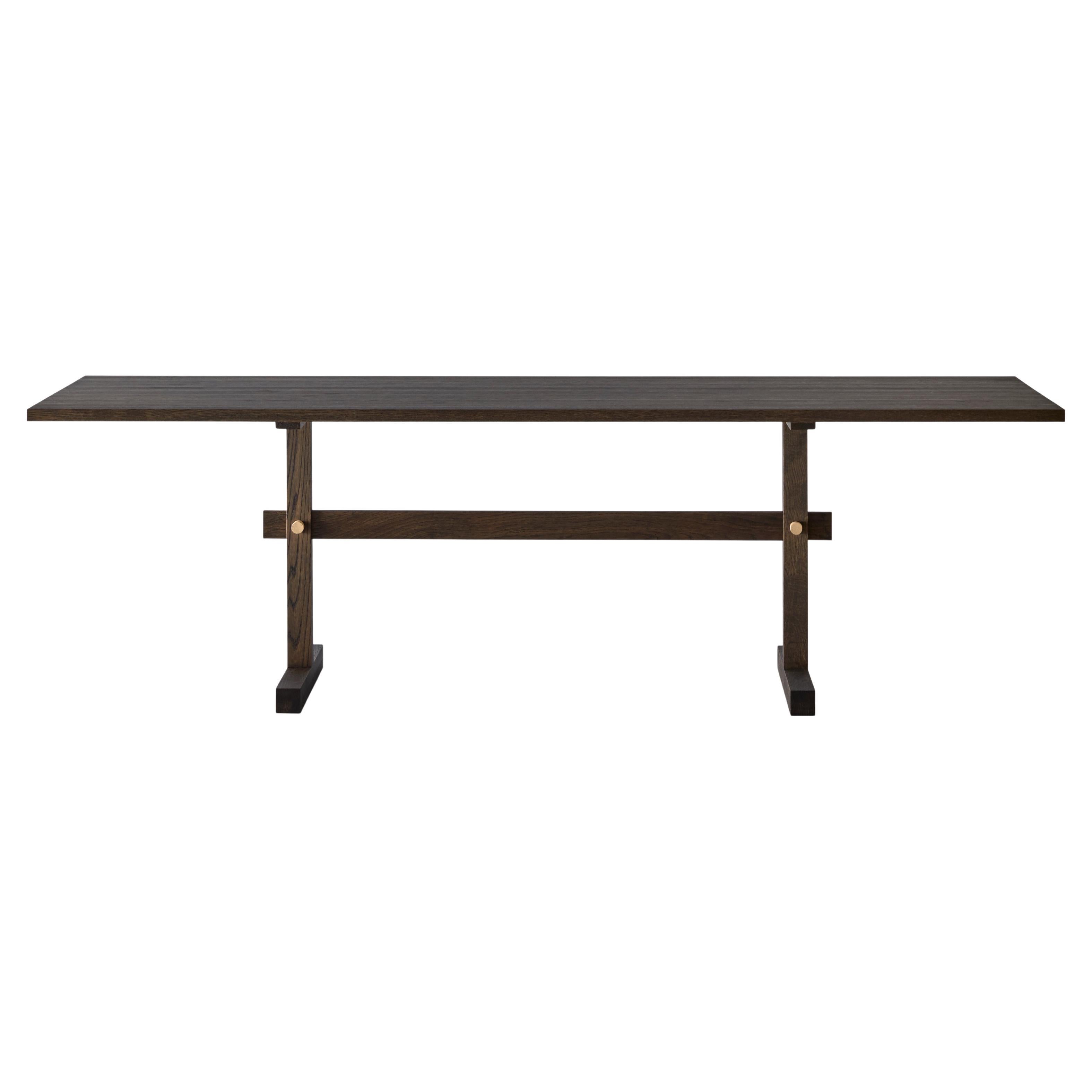 Gaspard Dark Oak and Brass Dining Table 240 by Eberhart Furniture