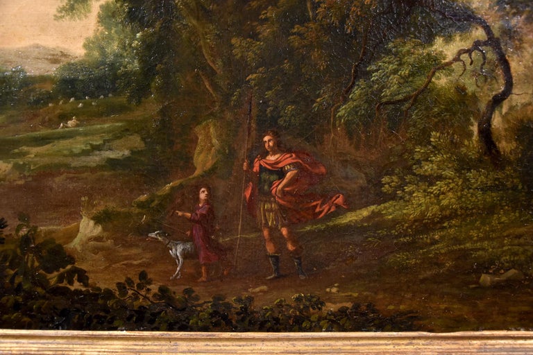 Dughet Woodland Landscape Old master Paint Oil on canvas 17th Century Italy Art For Sale 8