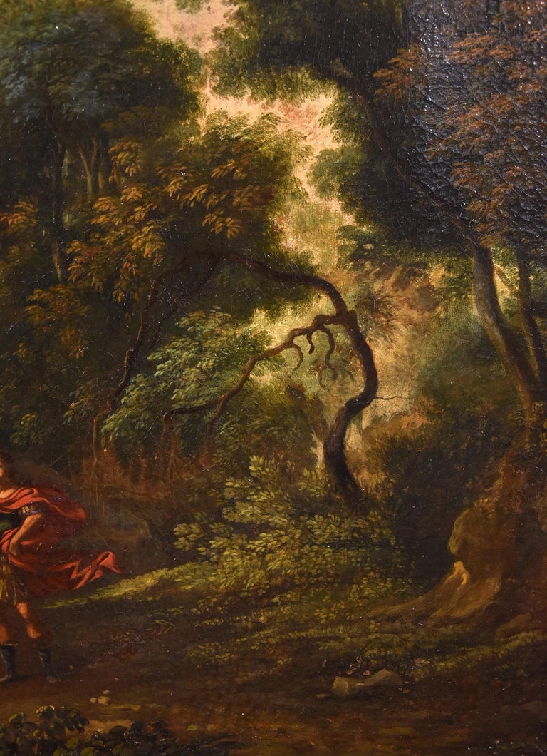 Dughet Woodland Landscape Old master Paint Oil on canvas 17th Century Italy Art For Sale 9