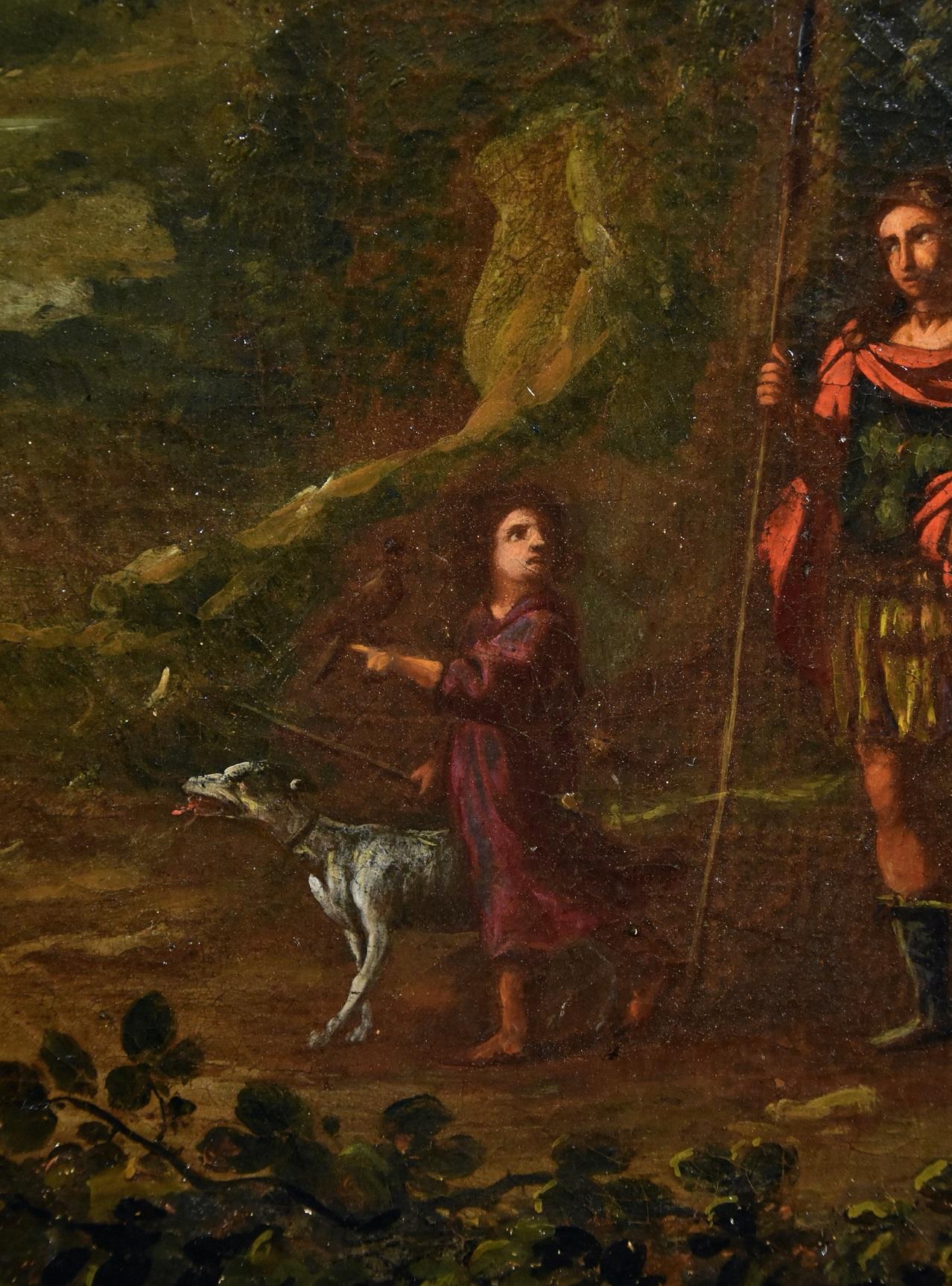 Dughet Woodland Landscape Old Master Paint Huile sur toile 17ème siècle Italie Art en vente 11