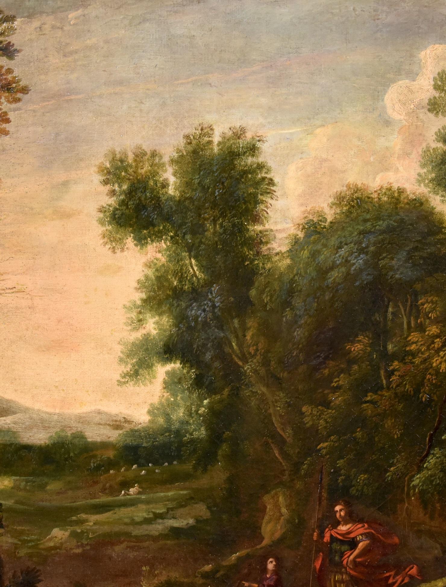 Dughet Woodland Landscape Old Master Paint Huile sur toile 17ème siècle Italie Art en vente 5