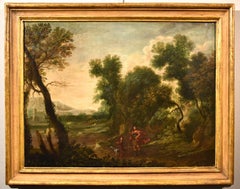Antique Dughet Woodland Landscape Old master Paint Oil on canvas 17th Century Italy Art