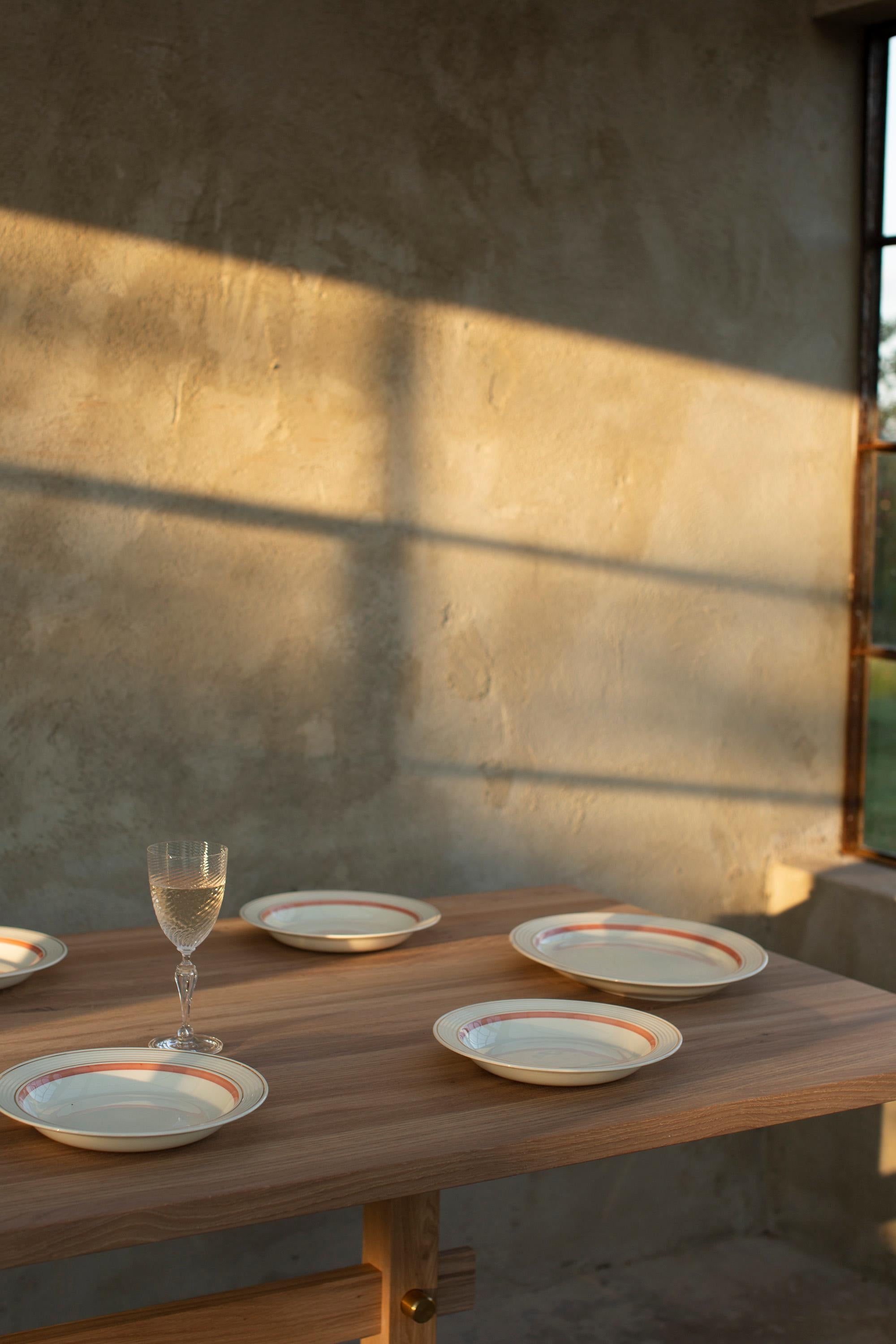 Gaspard Light Oak and Brass Dining Table 180 by Eberhart Furniture en vente 4