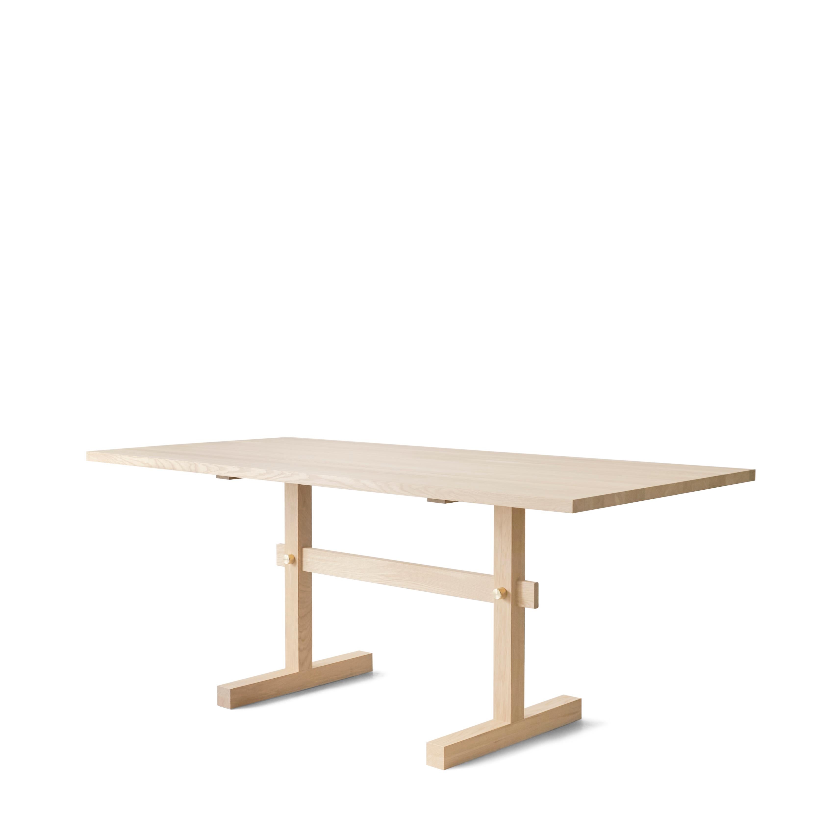 Gaspard Light Oak and Brass Dining Table 180 by Eberhart Furniture en vente 12