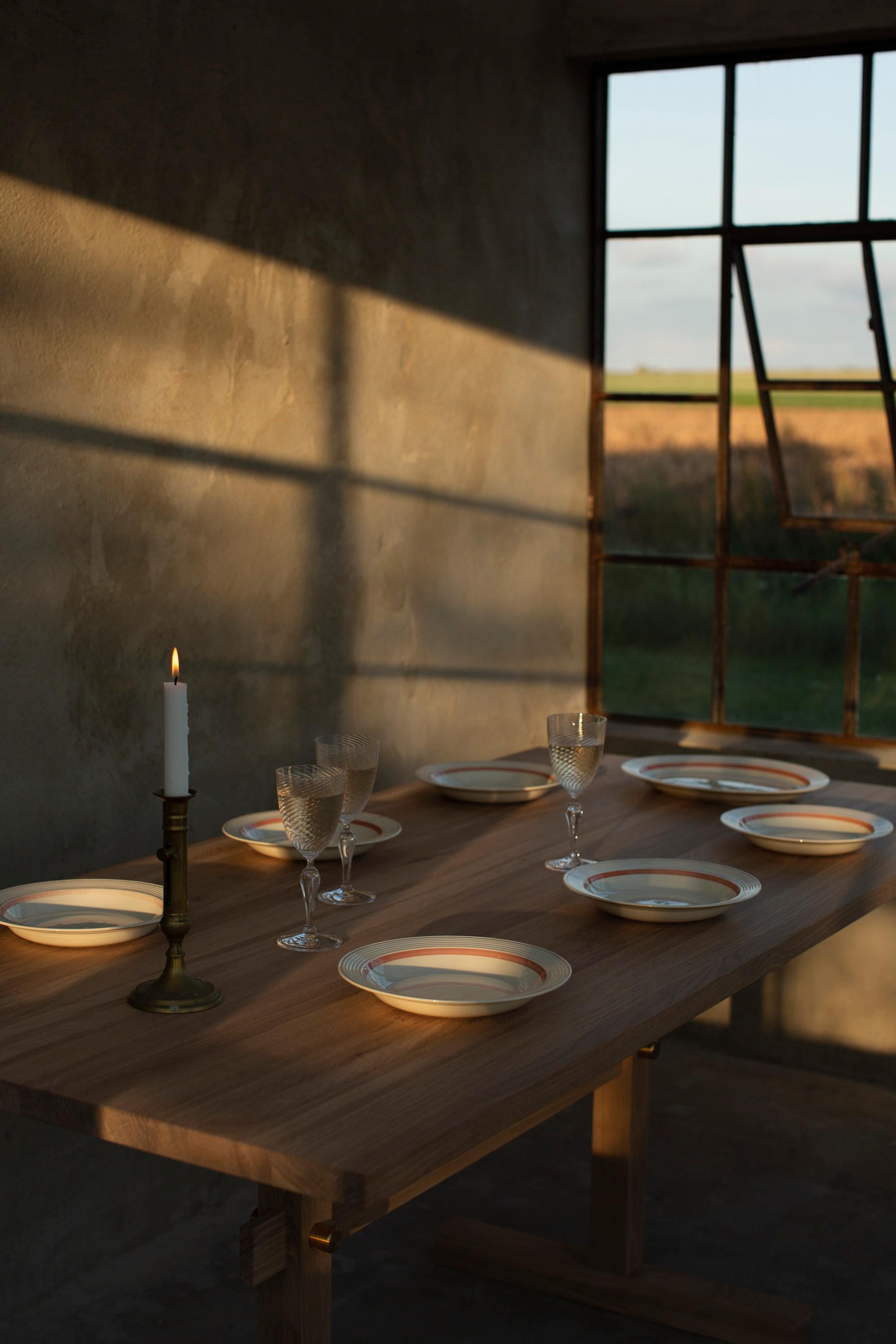Gaspard Light Oak and Brass Dining Table 180 by Eberhart Furniture en vente 2
