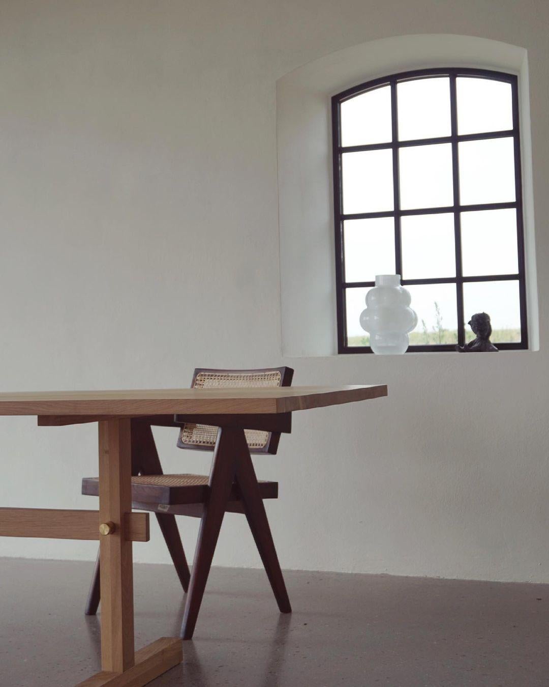 Gaspard Light Oak and Brass Dining Table 240 by Eberhart Furniture en vente 3