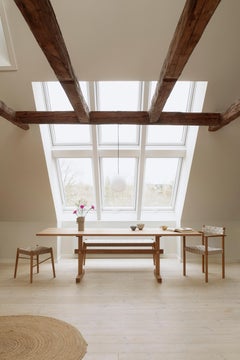 Gaspard Light Oak and Brass Dining Table 240 by Eberhart Furniture