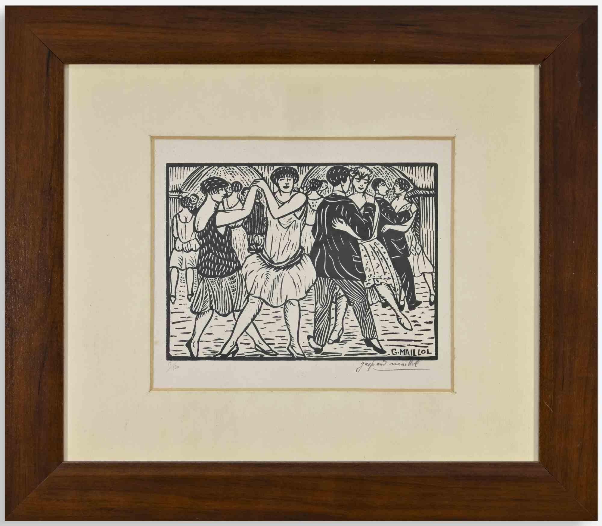 Dance Hall - Woodcut by Gaspard Maillol - Early 20th Century For Sale 1