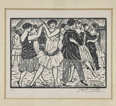 Dance Hall – Holzschnitt von Gaspard Maillol – Anfang des 20. Jahrhunderts