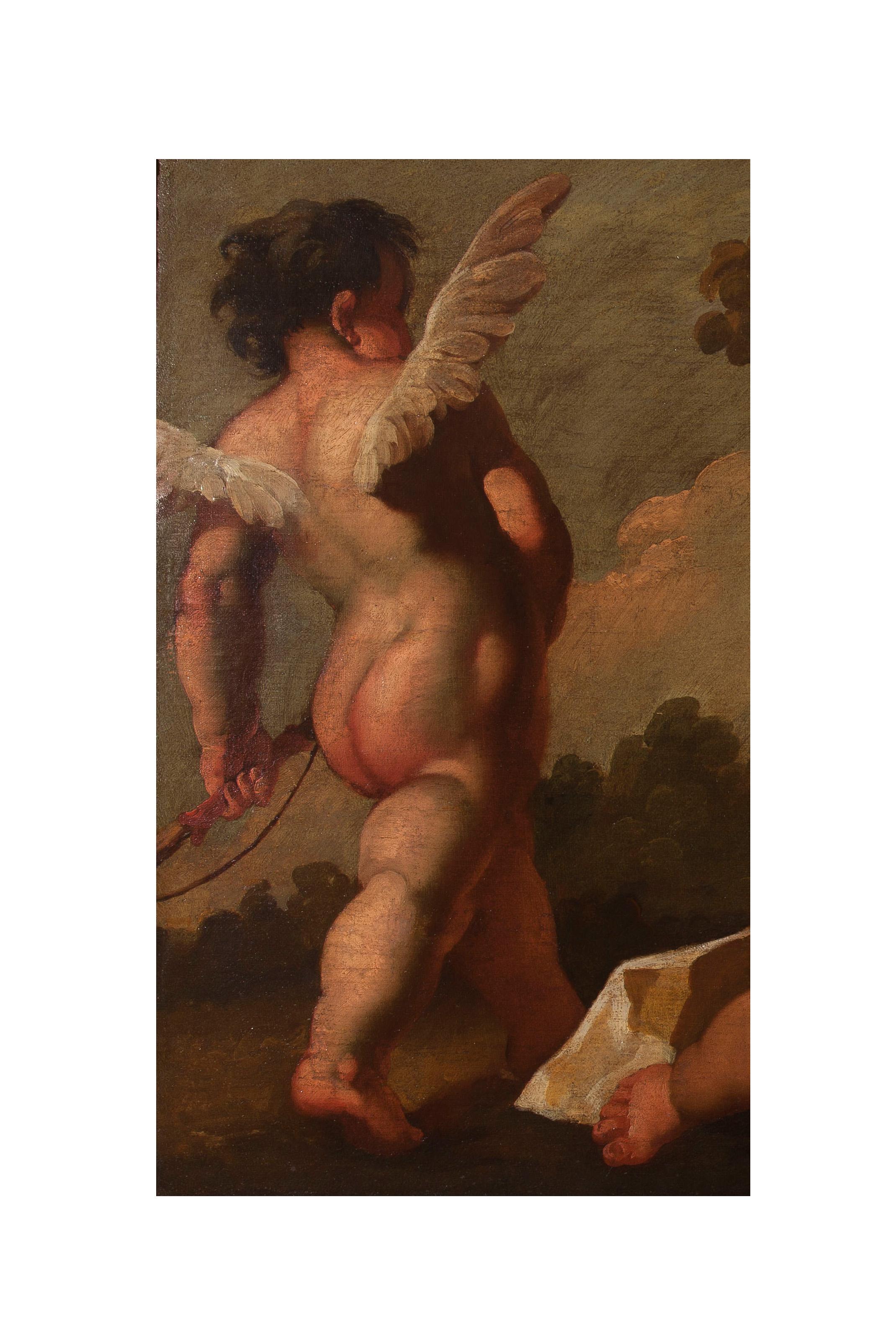 Siglo XVIII por Gaspare Diziani Cupidos jugando Óleo sobre lienzo en venta 1