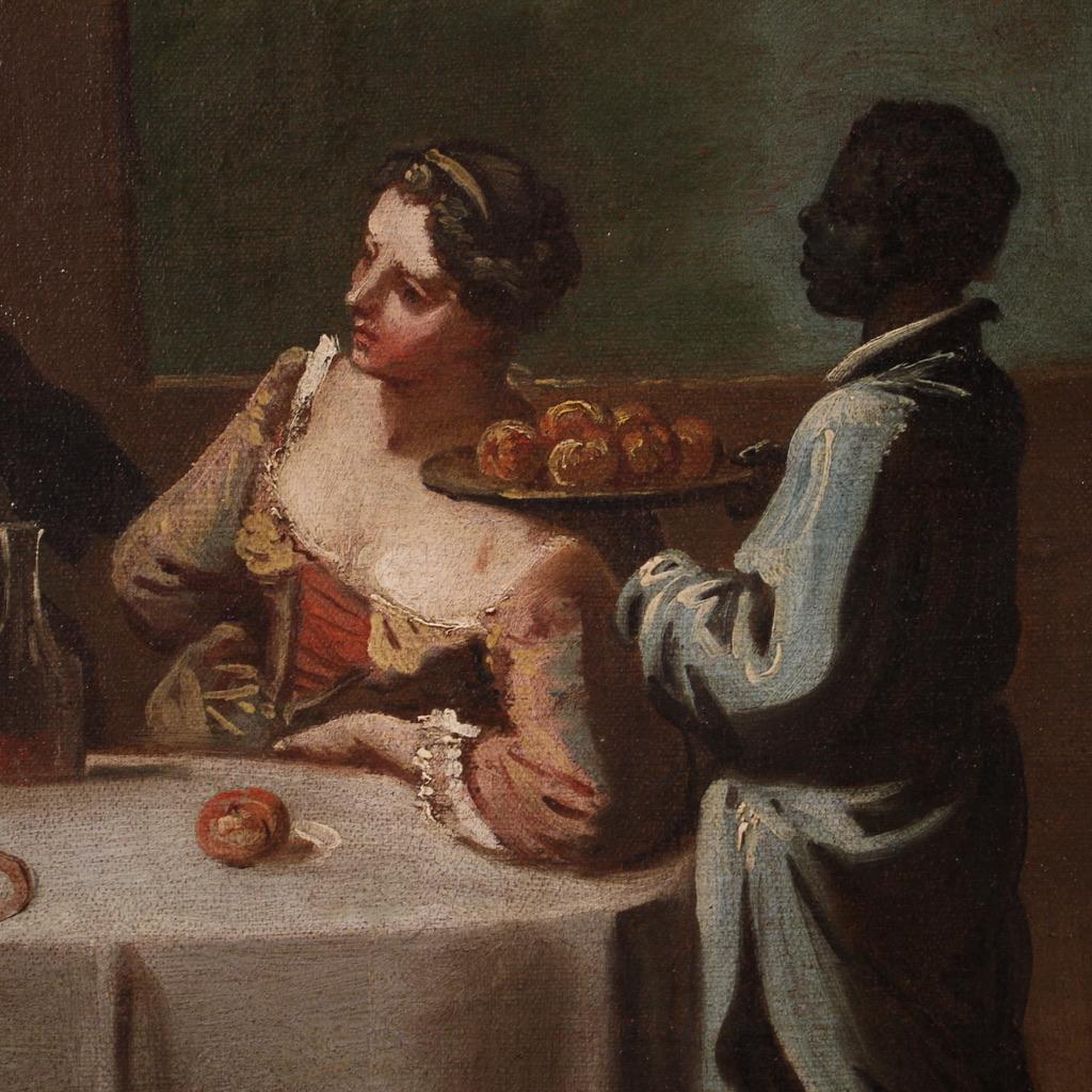 18th Century Oil on Canvas Venetian School Interior Scene Painting, 1750 7