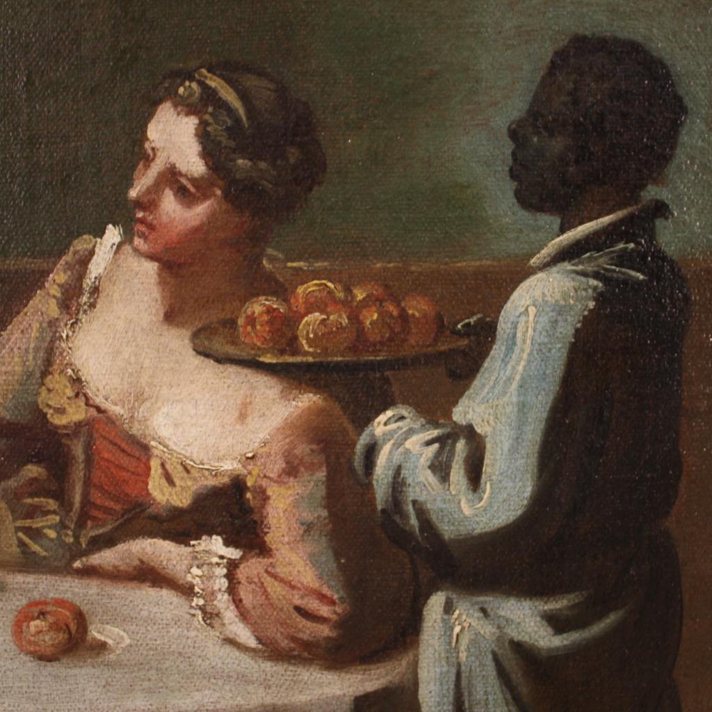 18th Century Oil on Canvas Venetian School Interior Scene Painting, 1750 9