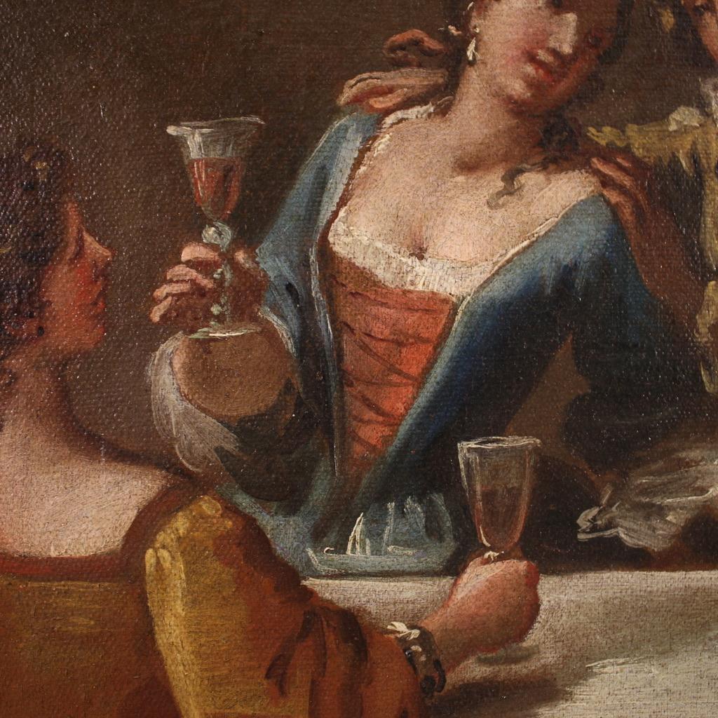 18th Century Oil on Canvas Venetian School Interior Scene Painting, 1750 12