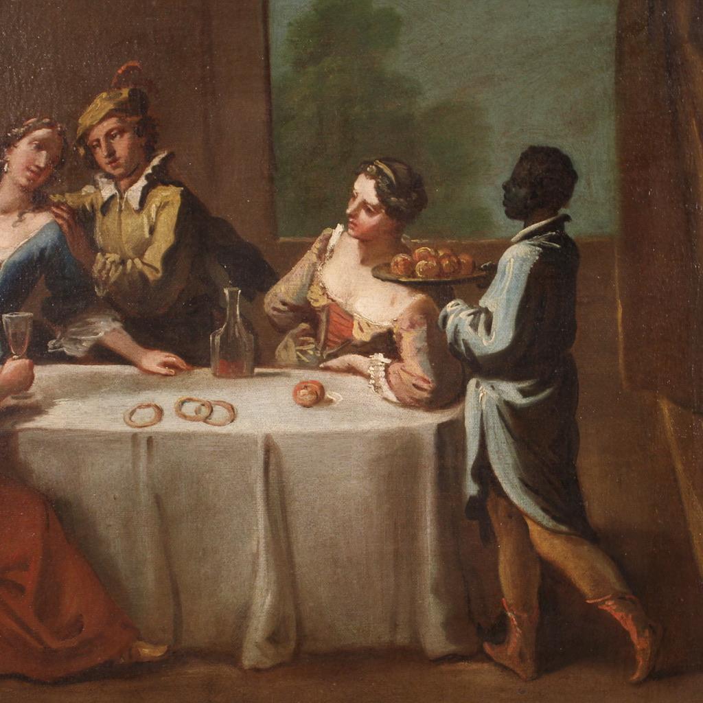 18th Century Oil on Canvas Venetian School Interior Scene Painting, 1750 2