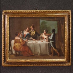 18th Century Oil on Canvas Venetian School Interior Scene Painting, 1750