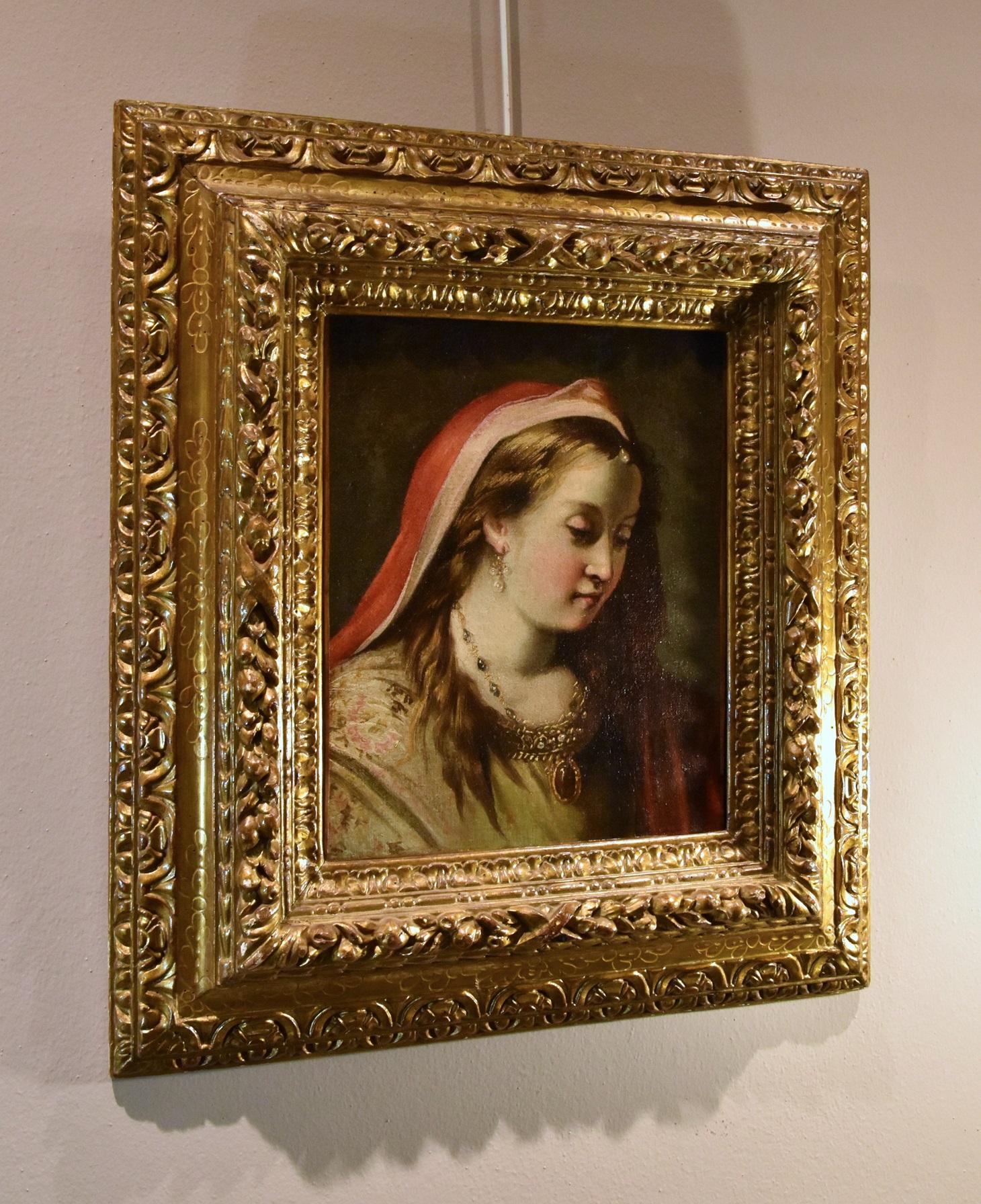 Portrait Woman Princess Diziani Paint 18th Century Oil on canvas Old master Art For Sale 8