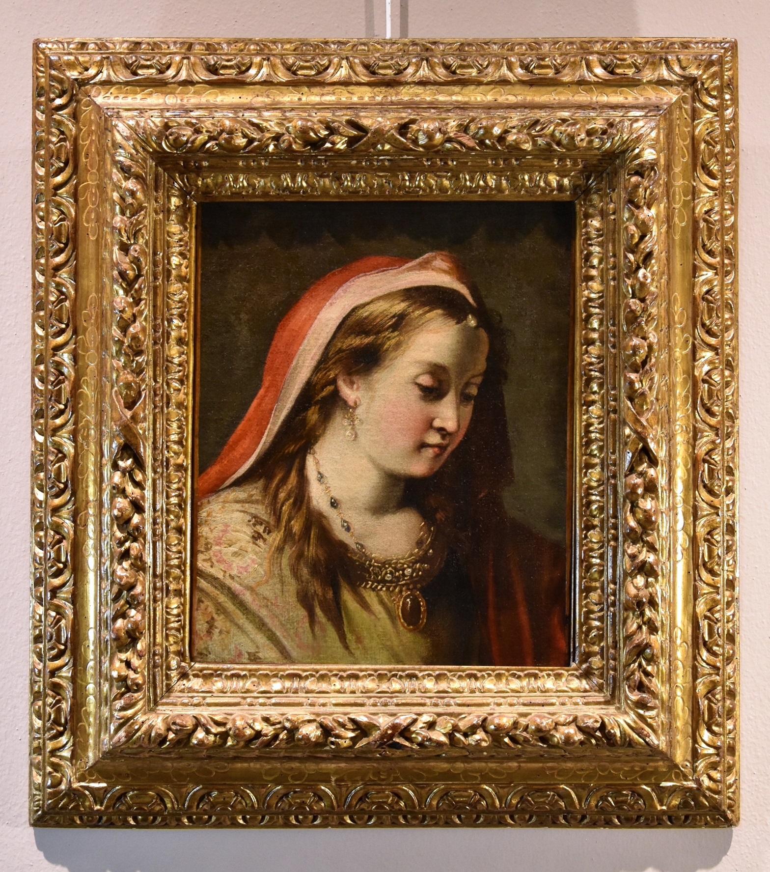 Portrait Woman Princess Diziani Paint 18th Century Oil on canvas Old master Art - Painting by Gaspare Diziani (belluno 1689 - Venice 1767)
