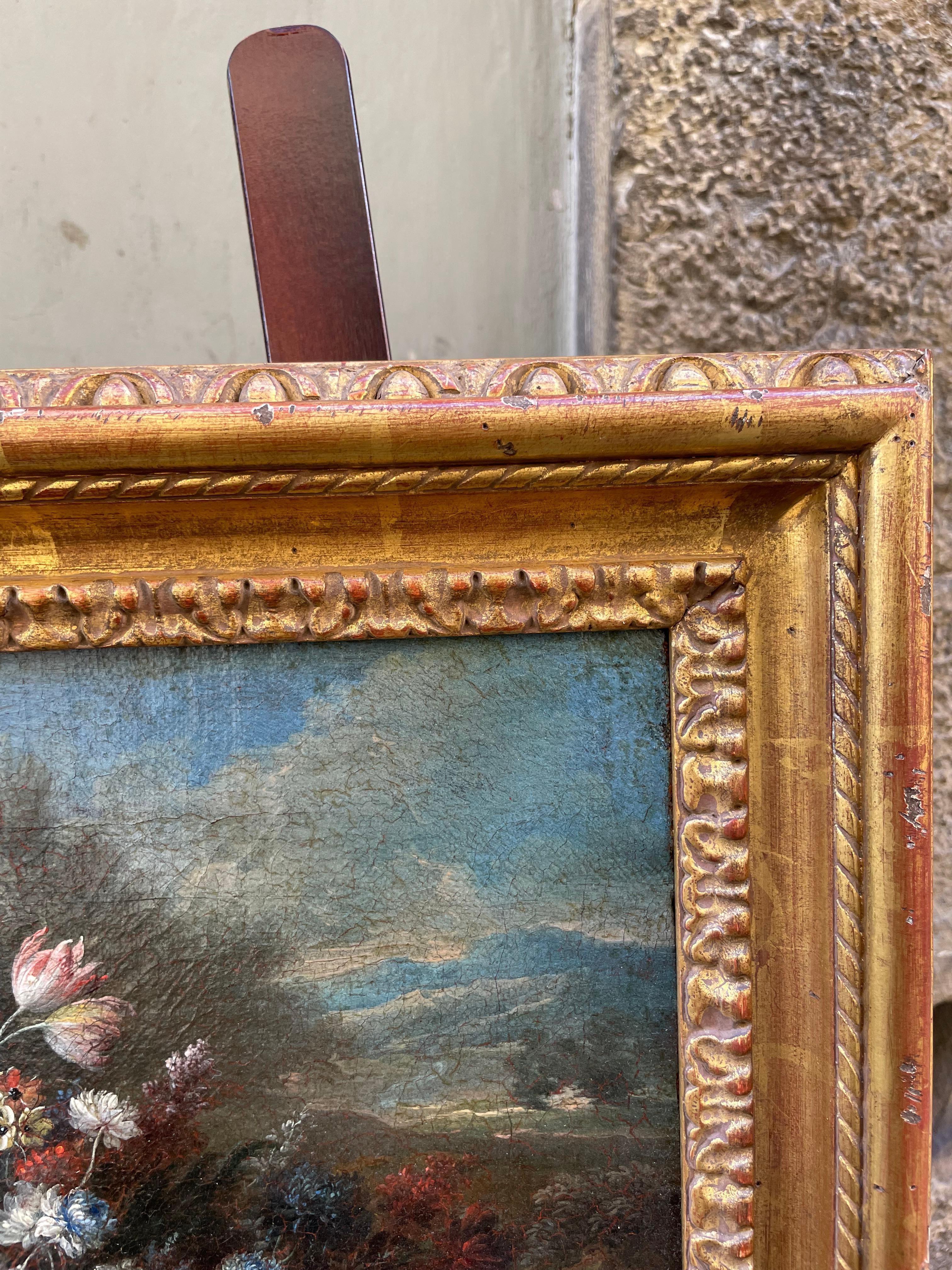 Still Life with Large Vase and Cascade of Flowers in a Garden, Naples, c. 1720 im Angebot 1