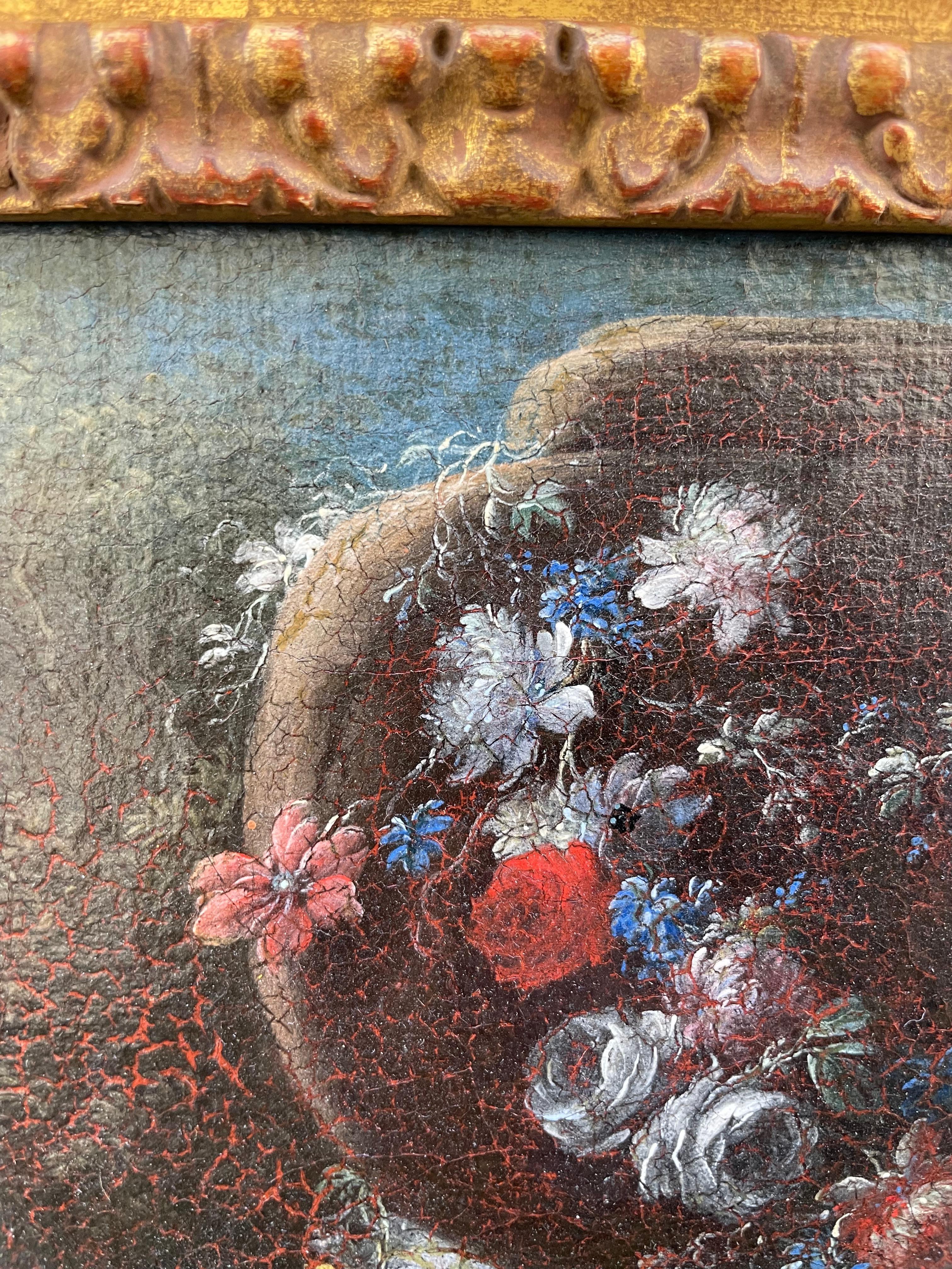 Still Life with Large Vase and Cascade of Flowers in a Garden, Naples, c. 1720 im Angebot 3