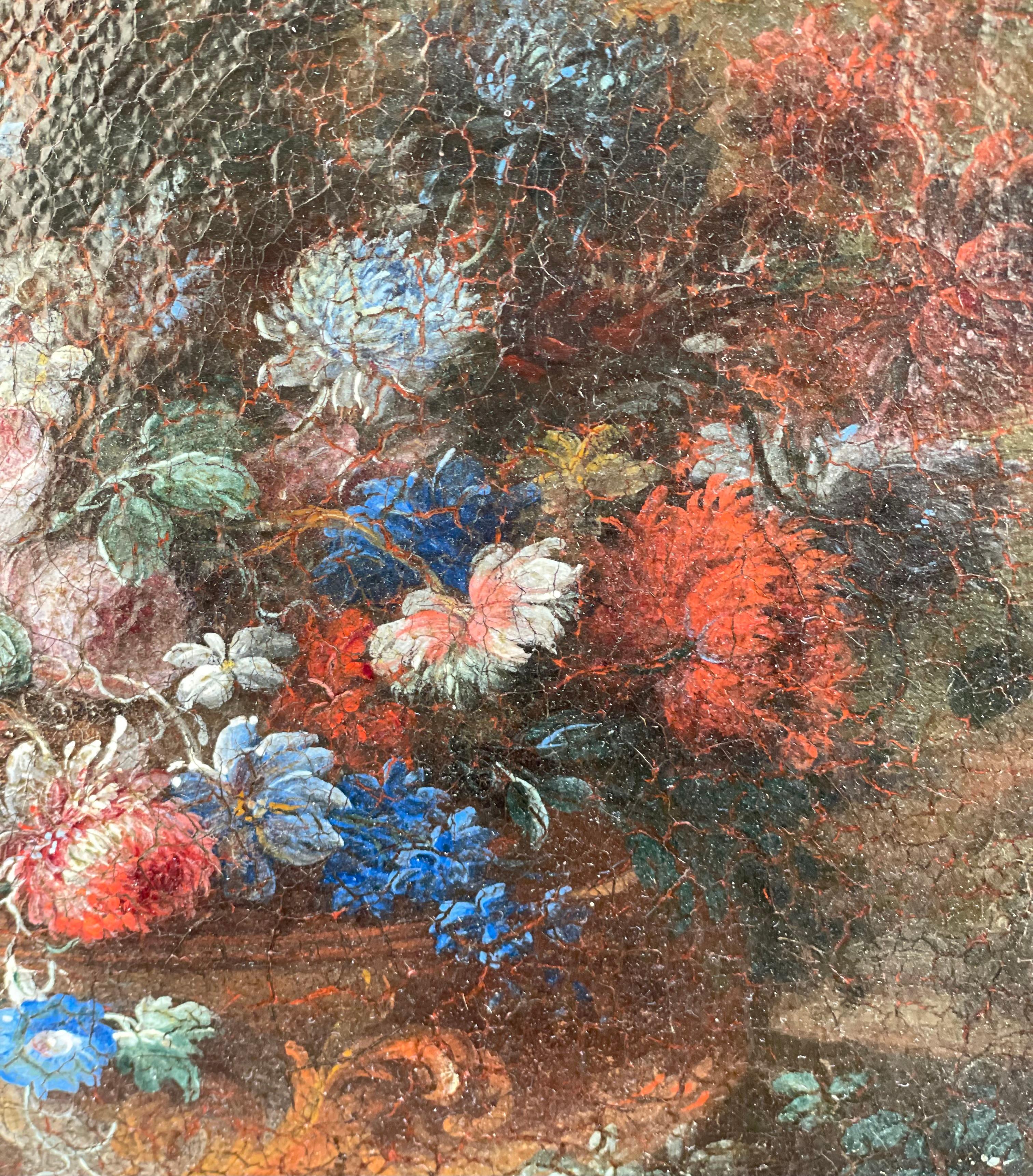 Still Life with Large Vase and Cascade of Flowers in a Garden, Naples, c. 1720 im Angebot 4
