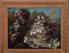 Still Life with Large Vase and Cascade of Flowers in a Garden, Naples, c. 1720