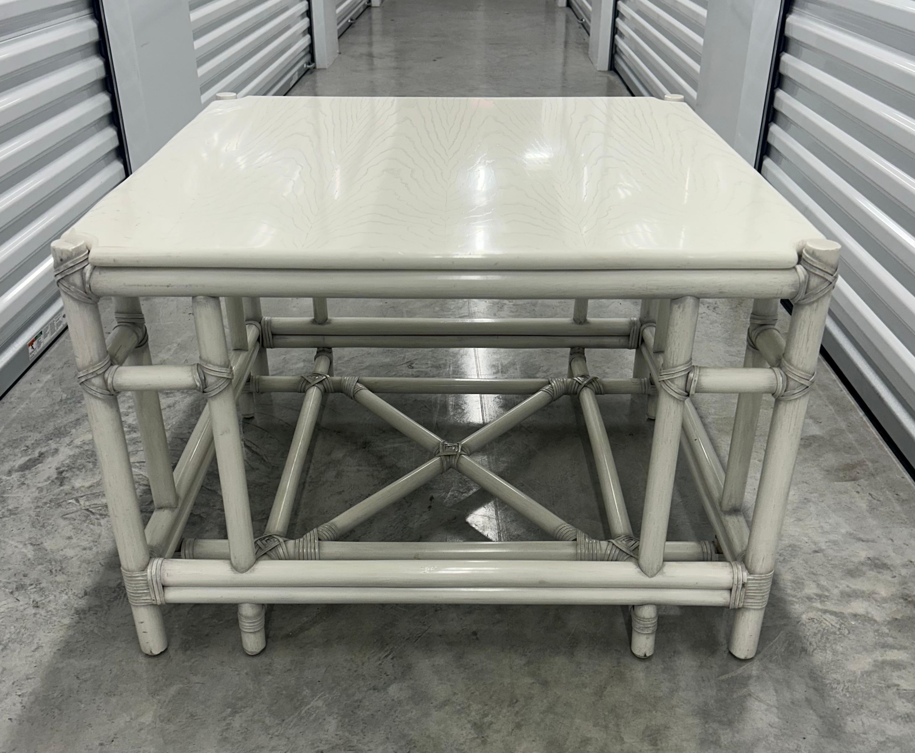 Gasparucci Italo  signed, white bamboo lacquer coffee table 2 others  available For Sale 3