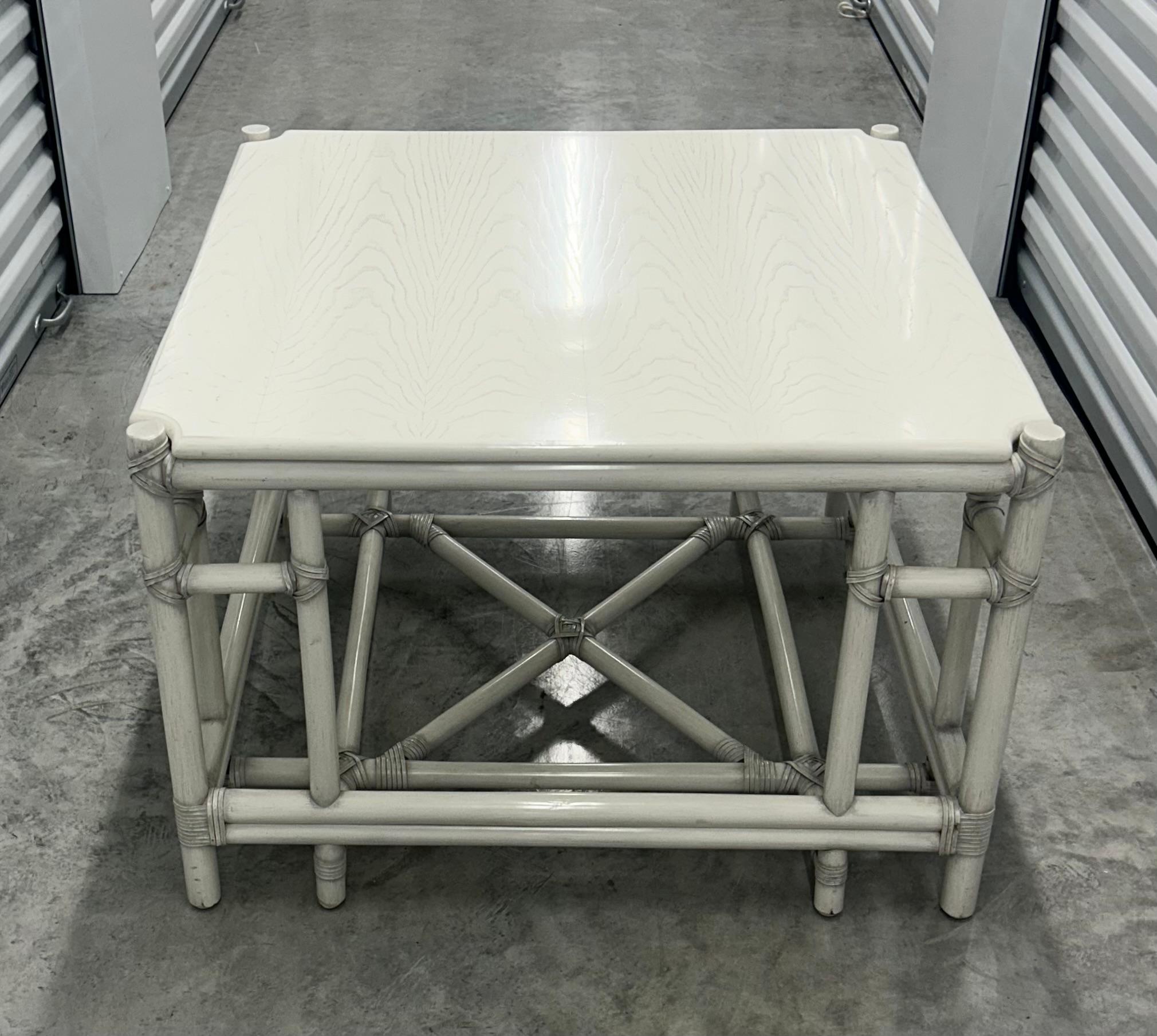 Gasparucci Italo  signed, white bamboo lacquer coffee table 2 others  available For Sale 4