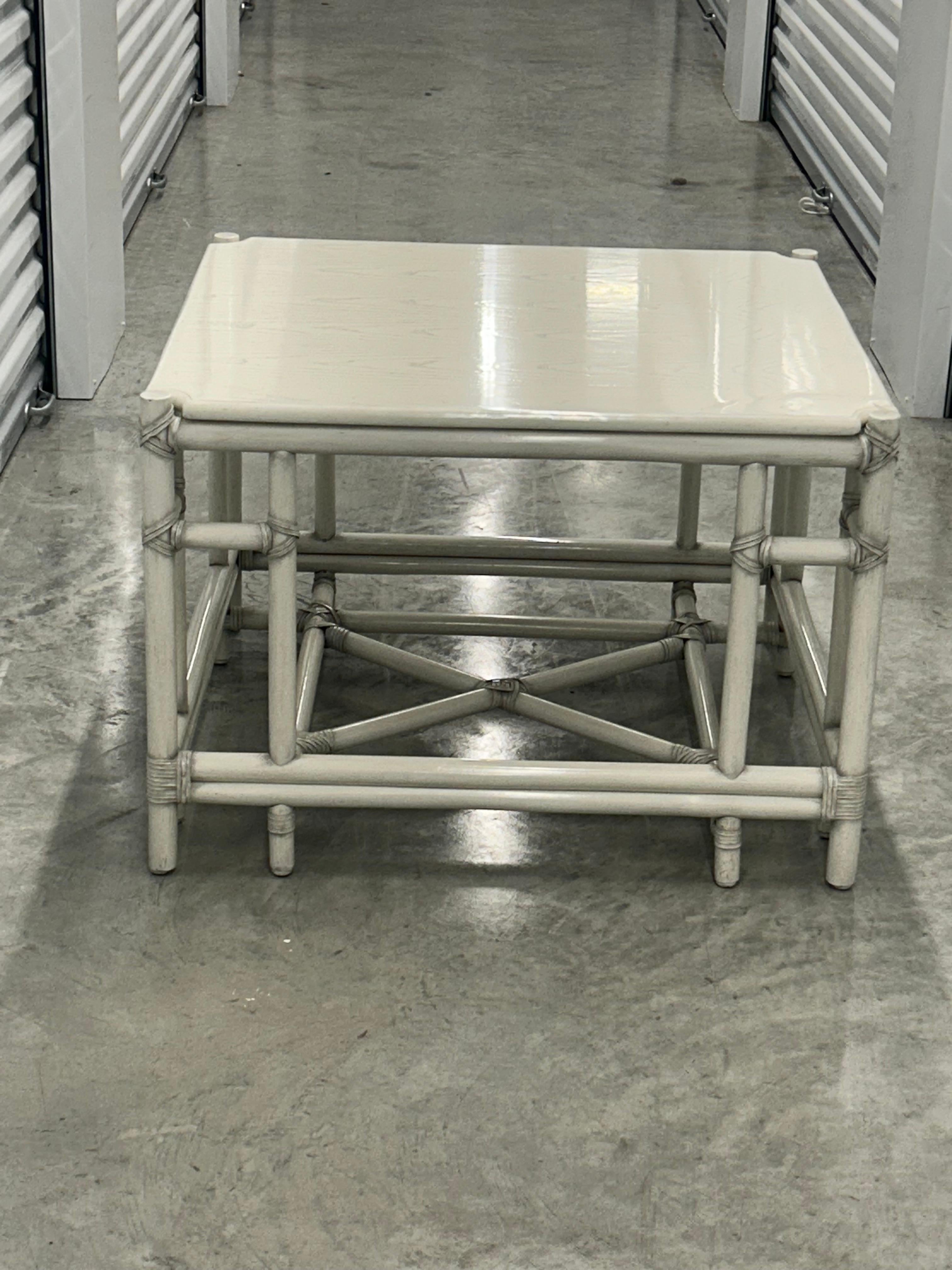 Gasparucci Italo  signed, white bamboo lacquer coffee table 2 others  available In Good Condition For Sale In West Palm Beach, FL