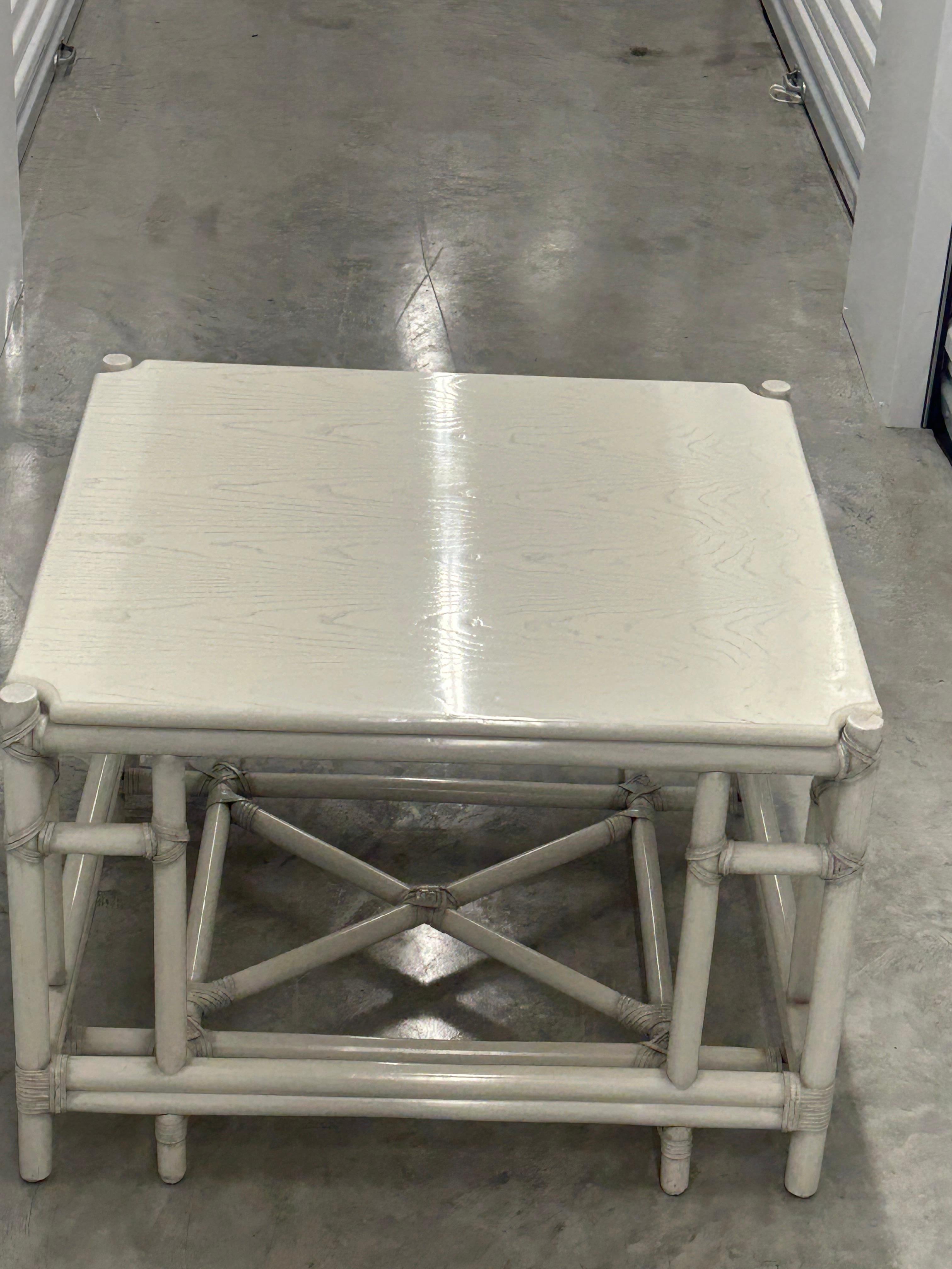 20th Century Gasparucci Italo  signed, white bamboo lacquer coffee table 2 others  available For Sale