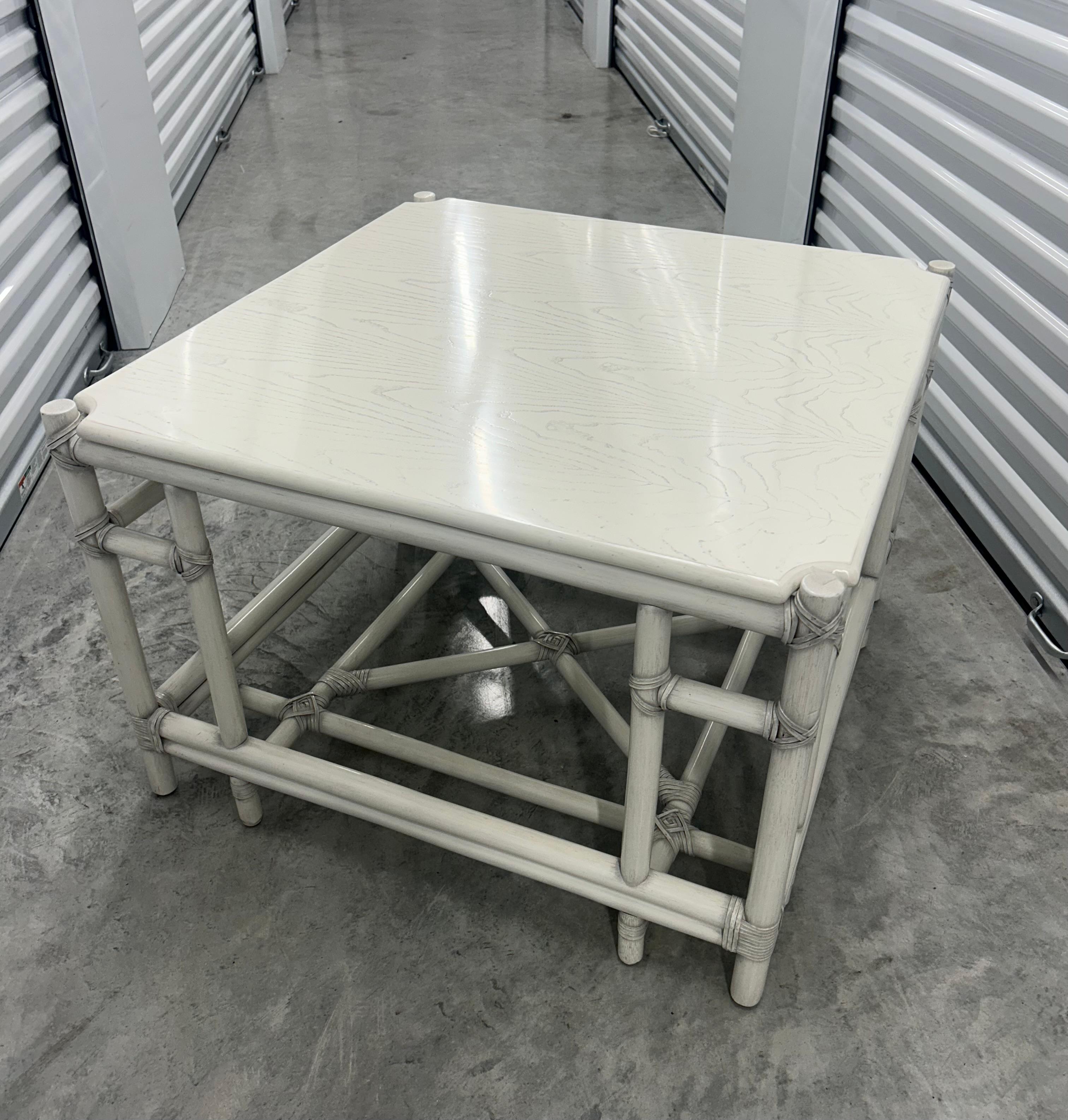 Gasparucci Italo  signed, white bamboo lacquer coffee table 2 others  available For Sale 1