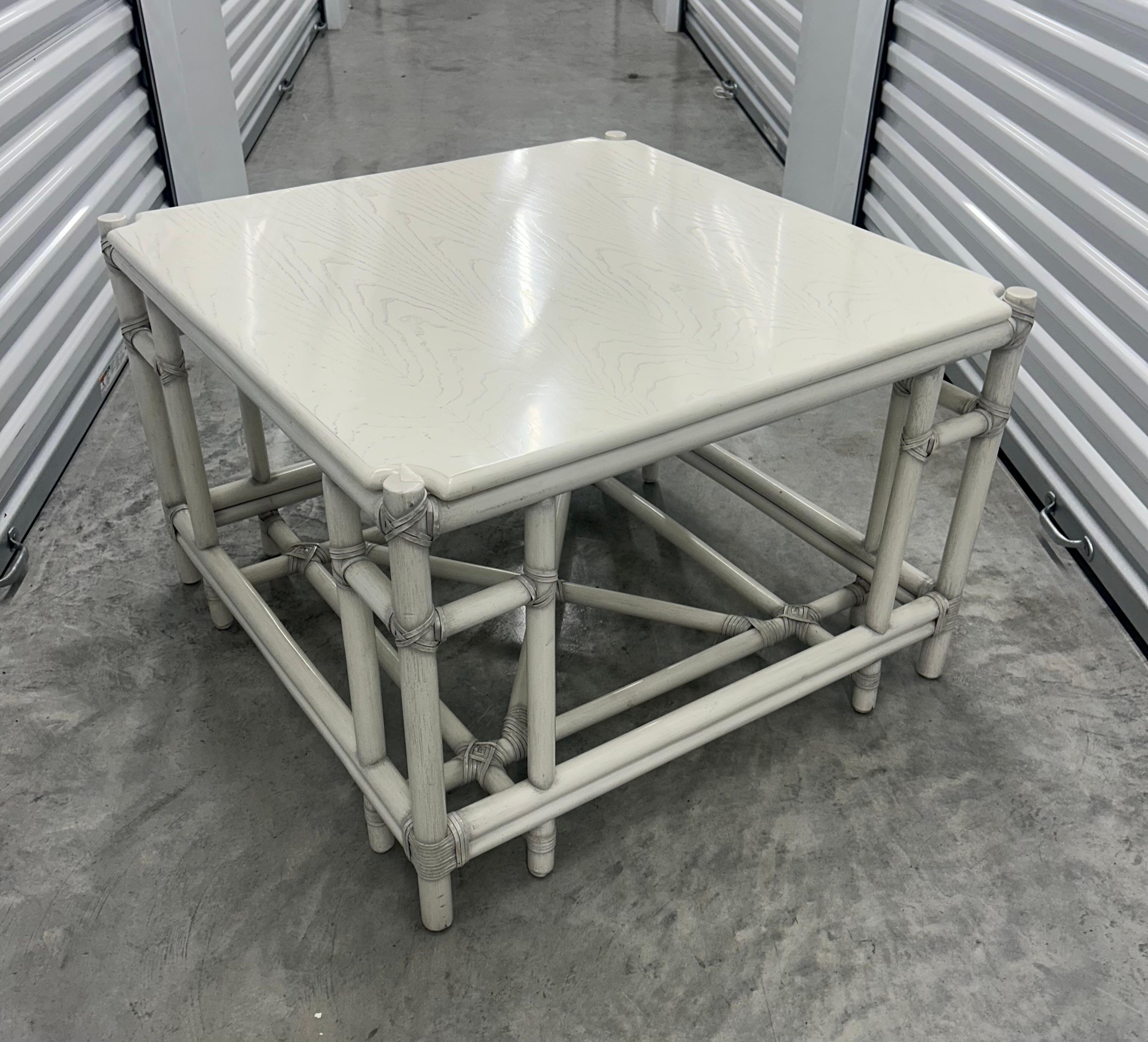 Gasparucci Italo  signed, white bamboo lacquer coffee table 2 others  available For Sale 2