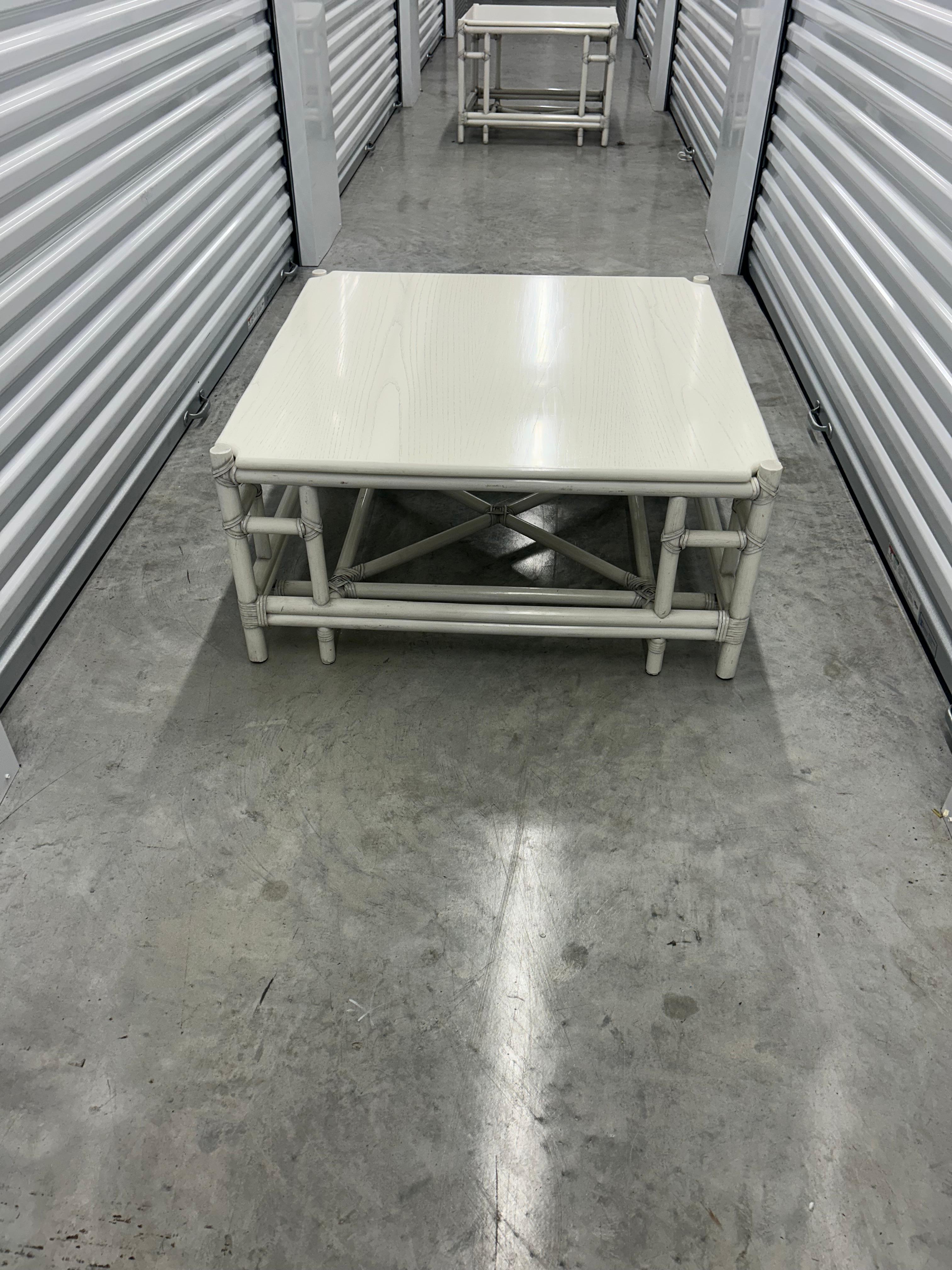 Gasparucci Italo manufactured very high-quality bamboo furniture in the Mid Century from the 1960s through the 1980s. these pieces are elegant, meticulously constructed, and the hardwood tops have been refreshed to their original high laquer design.