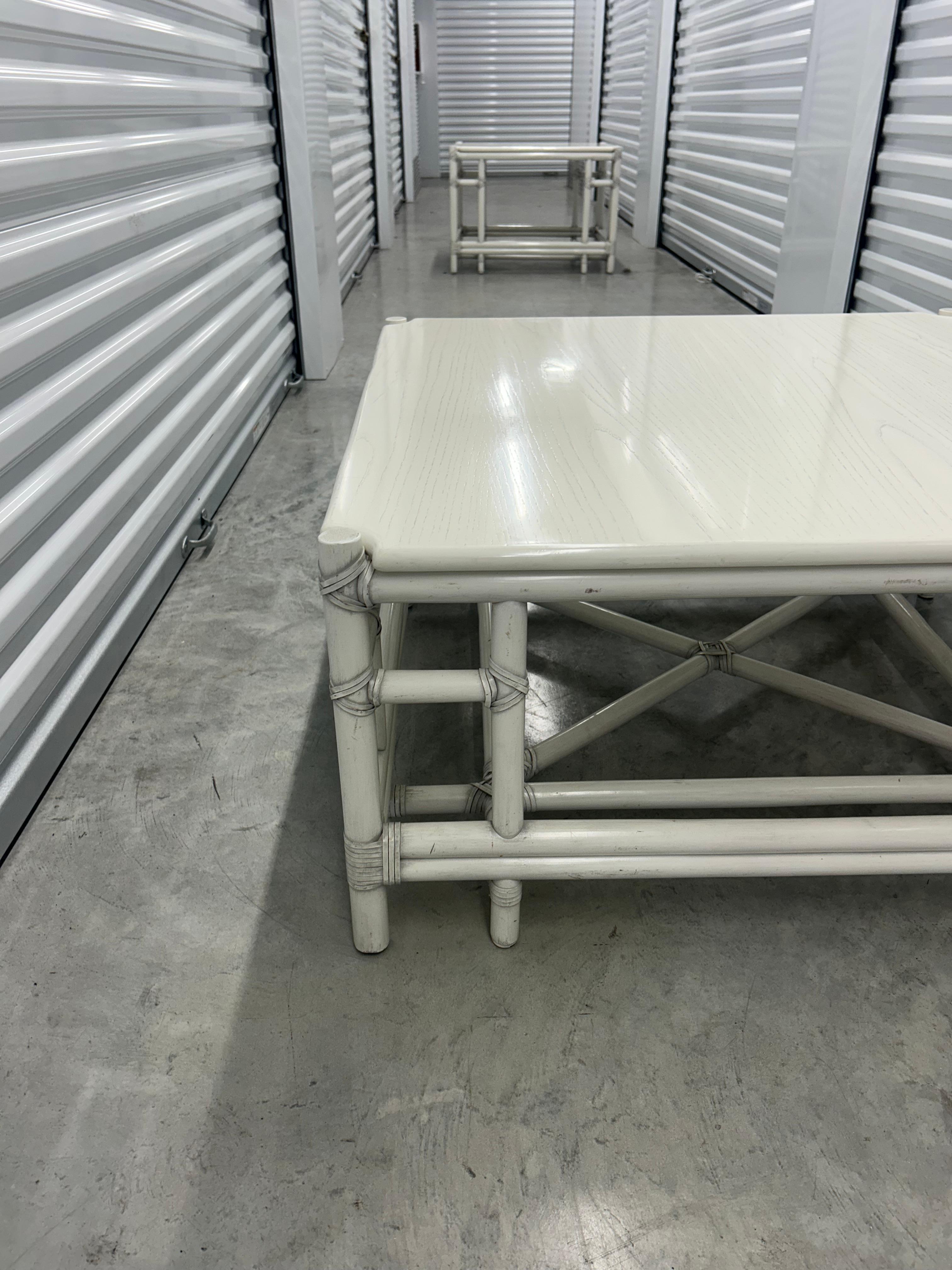 Italian Gasparucci Italo signed white lacquer coffee table. Two others available. For Sale