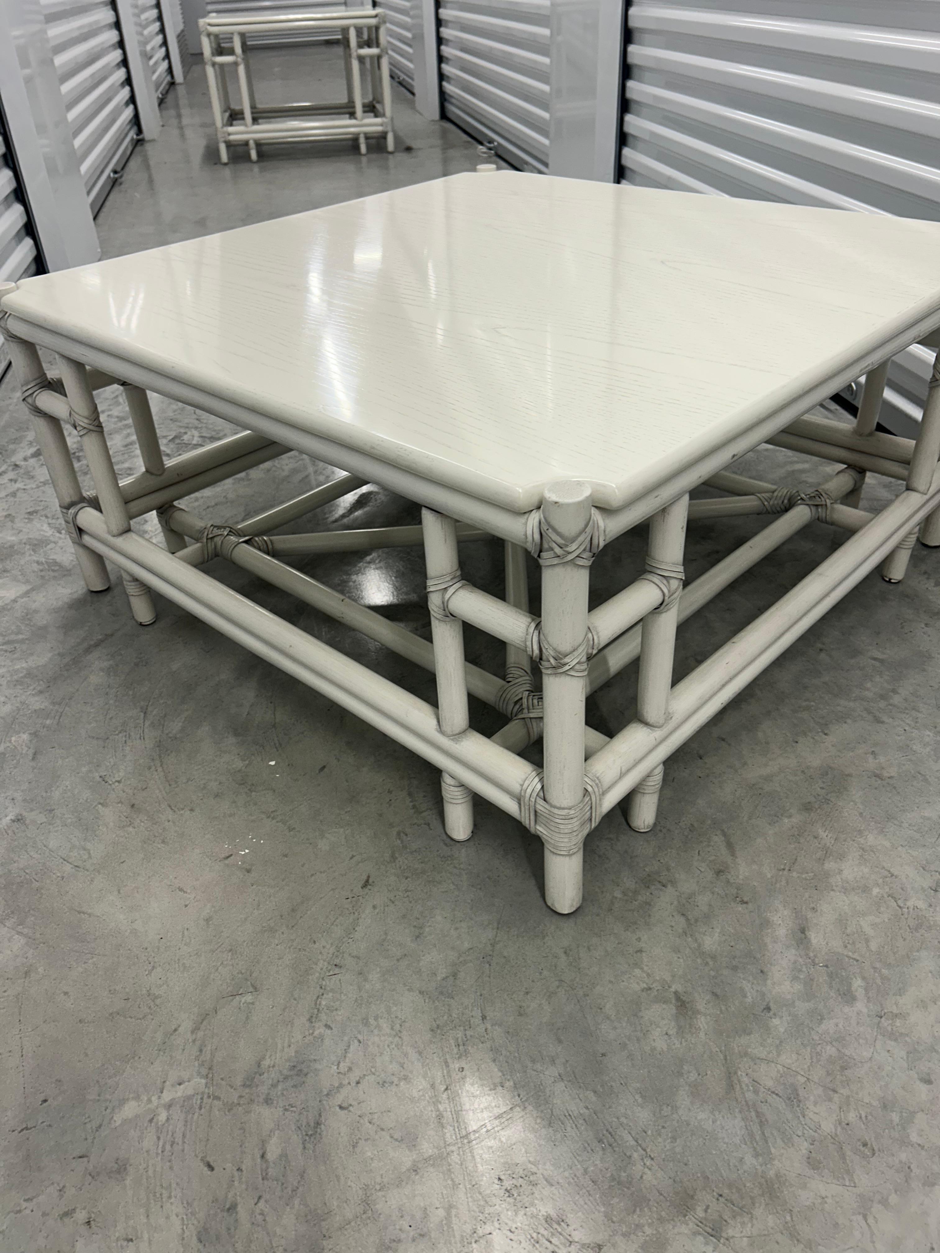 Painted Gasparucci Italo signed white lacquer coffee table. Two others available. For Sale
