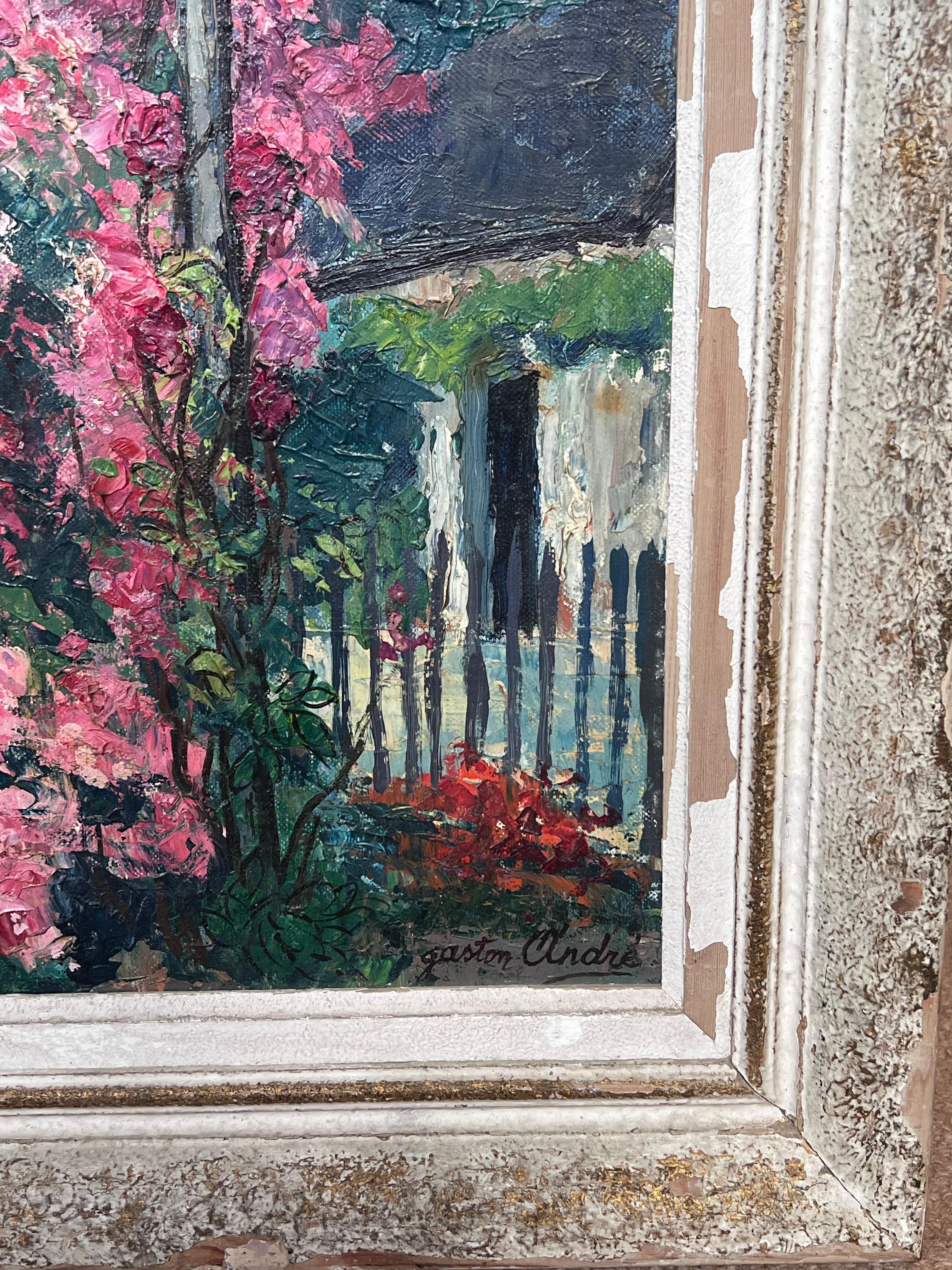 Arco da giardino fiorito impressionista francese del 1950 firmato Impressionista in vendita 5