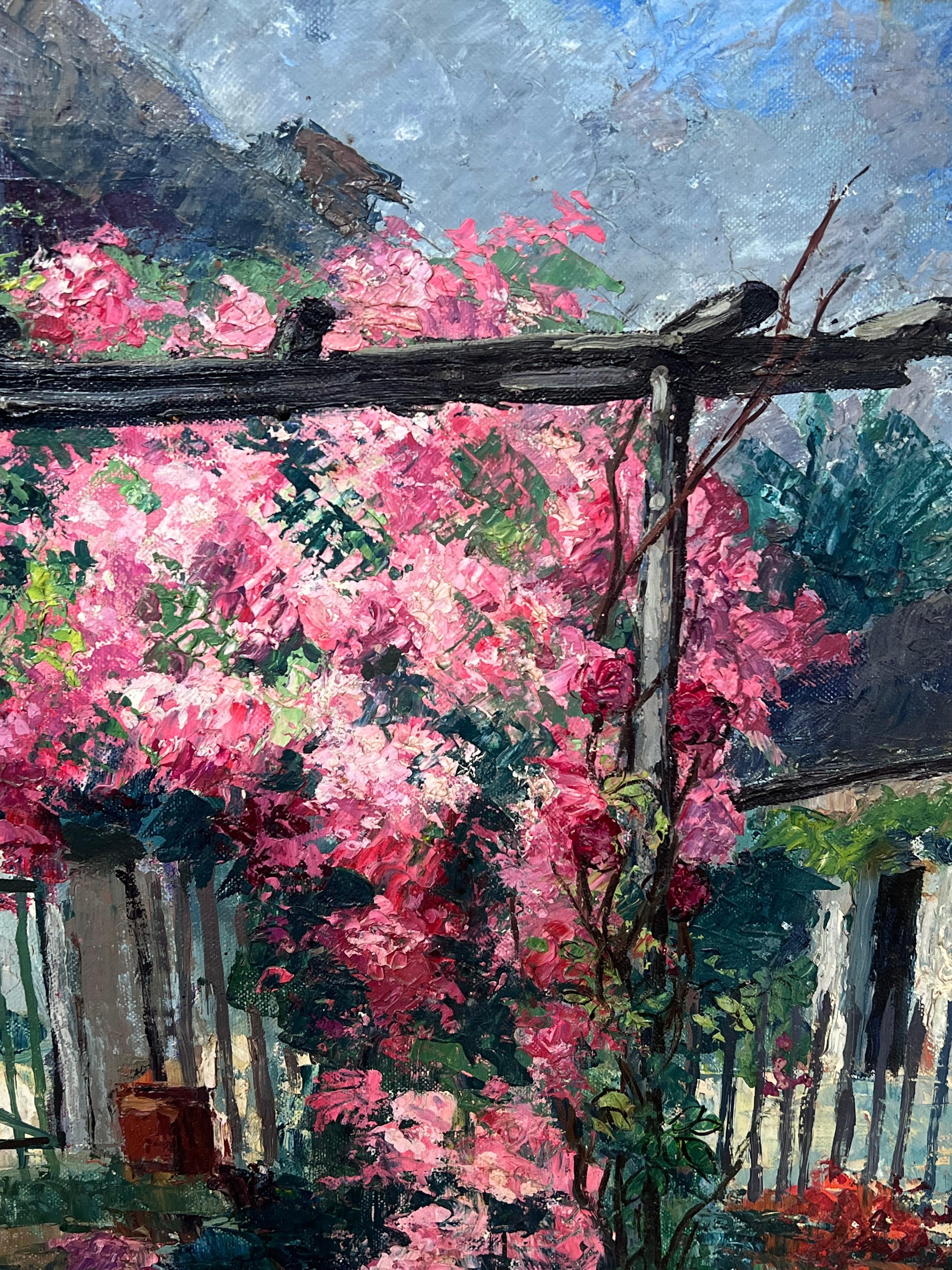 Arco da giardino fiorito impressionista francese del 1950 firmato Impressionista - Painting Postimpressionismo di Gaston ANDRE (1884-1970)