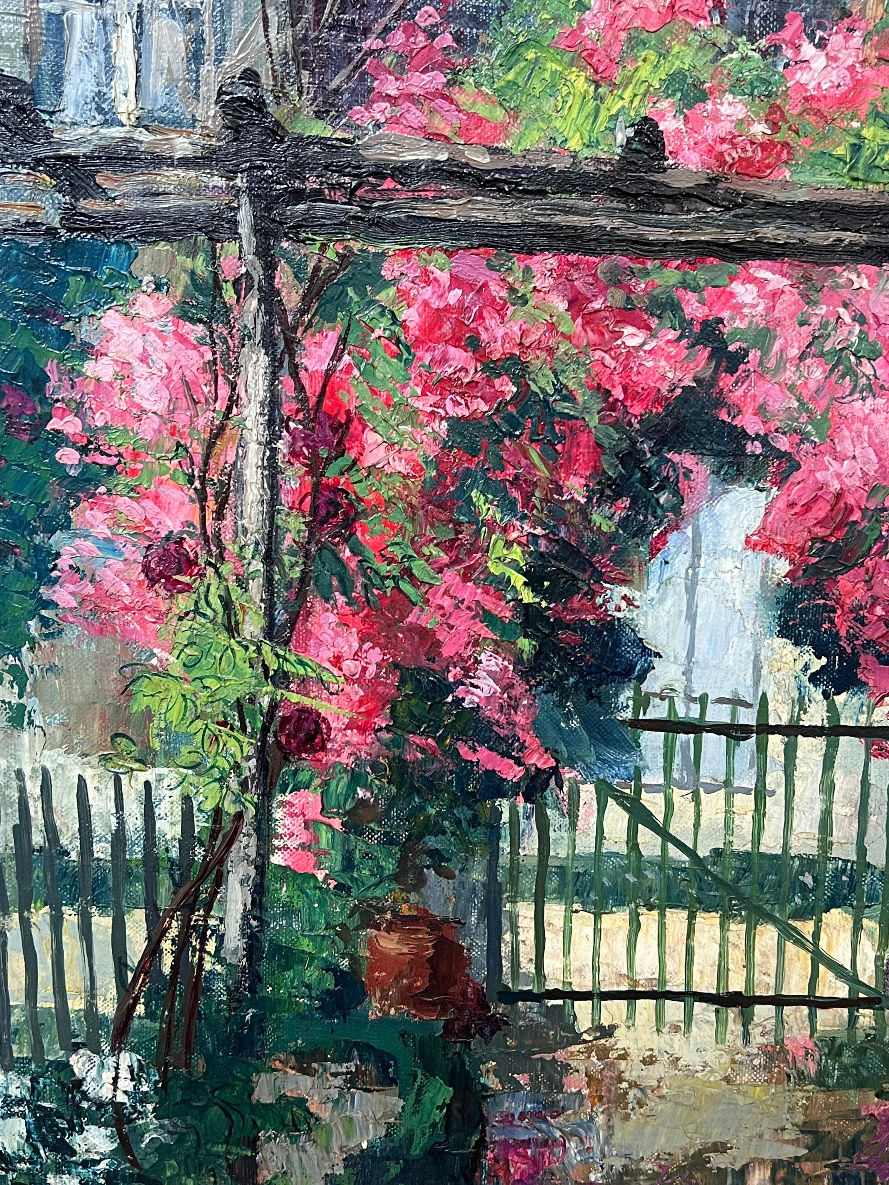 Arco da giardino fiorito impressionista francese del 1950 firmato Impressionista in vendita 1