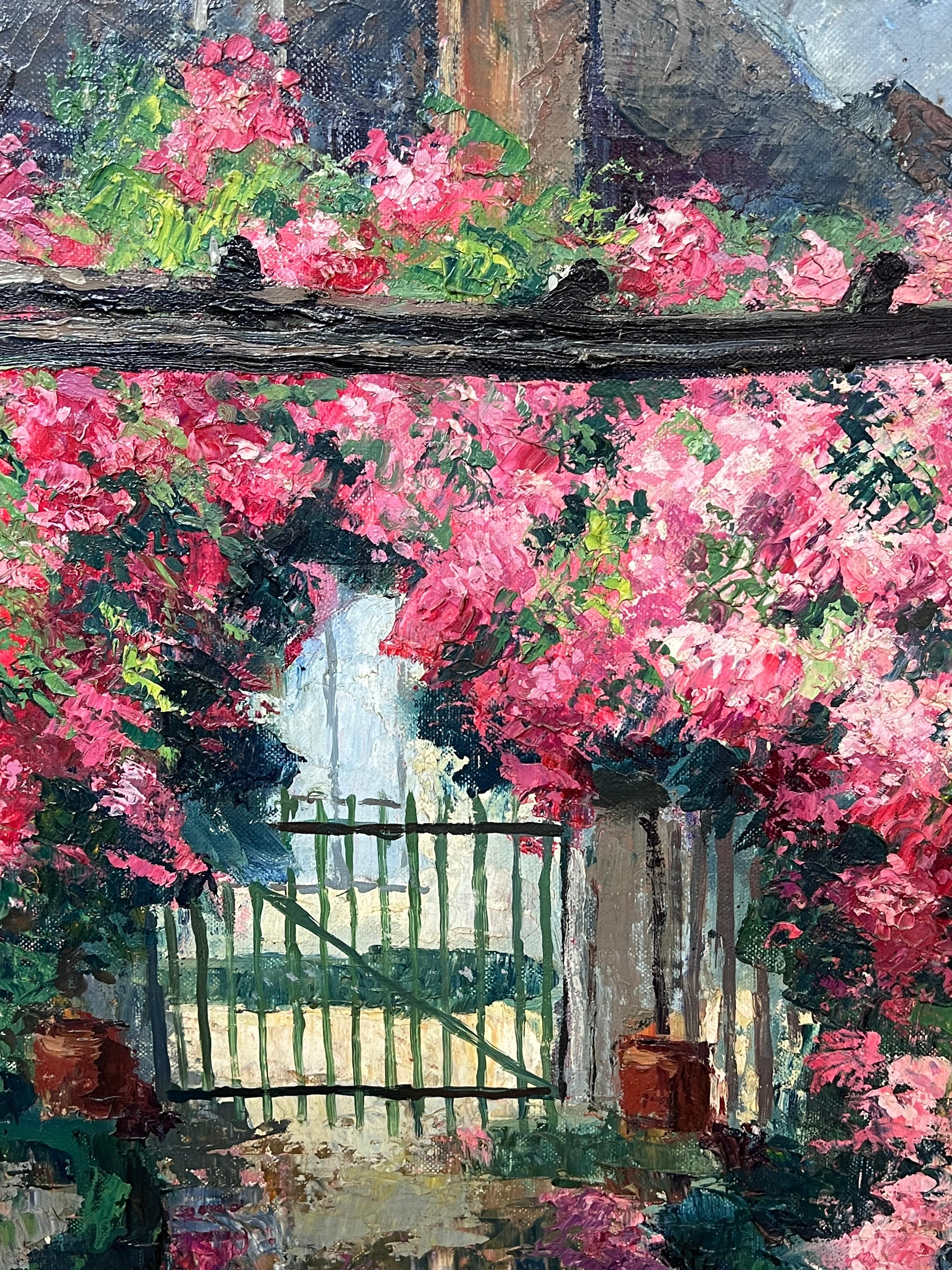 Arco da giardino fiorito impressionista francese del 1950 firmato Impressionista in vendita 2