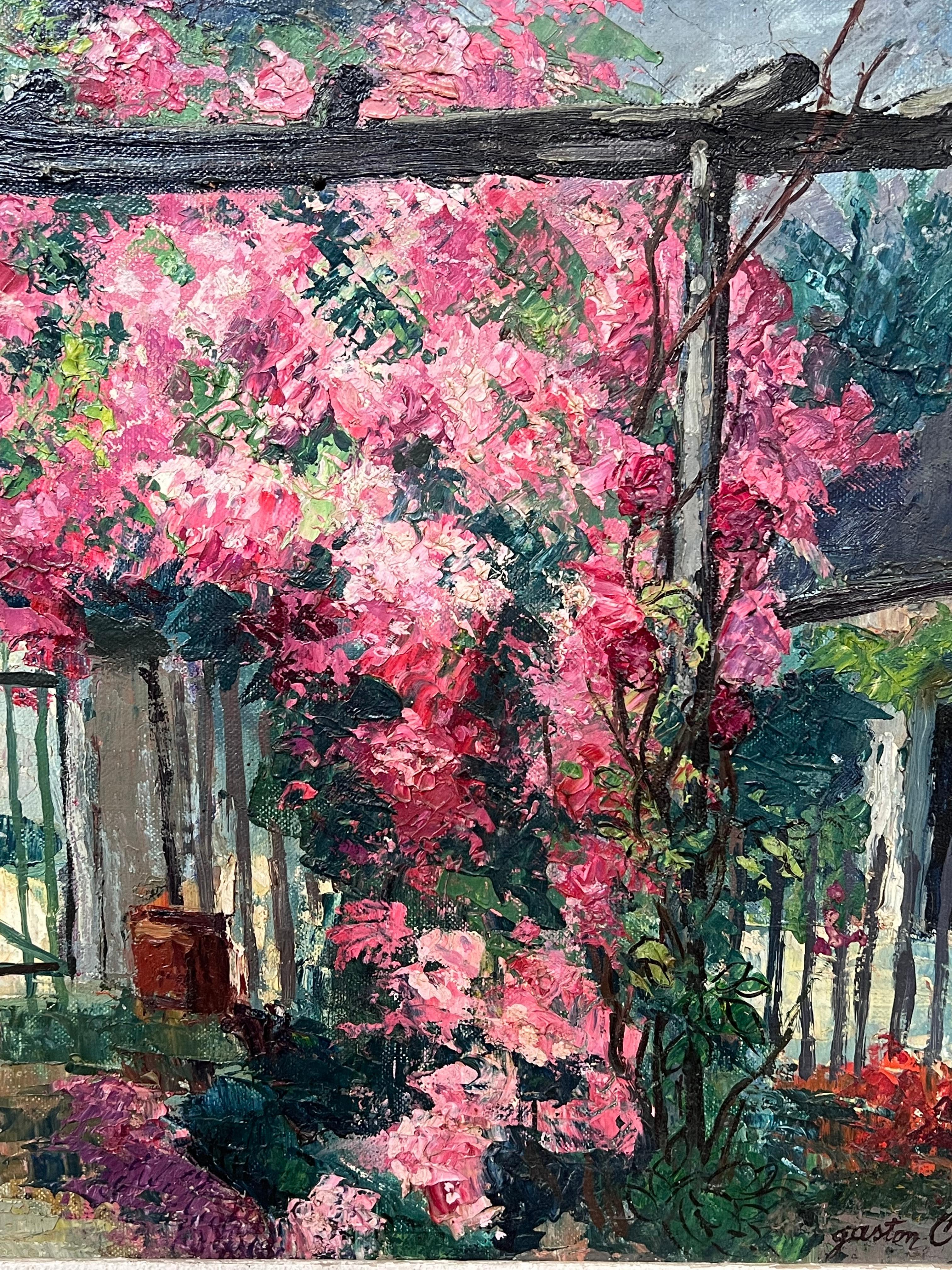Arco da giardino fiorito impressionista francese del 1950 firmato Impressionista in vendita 3