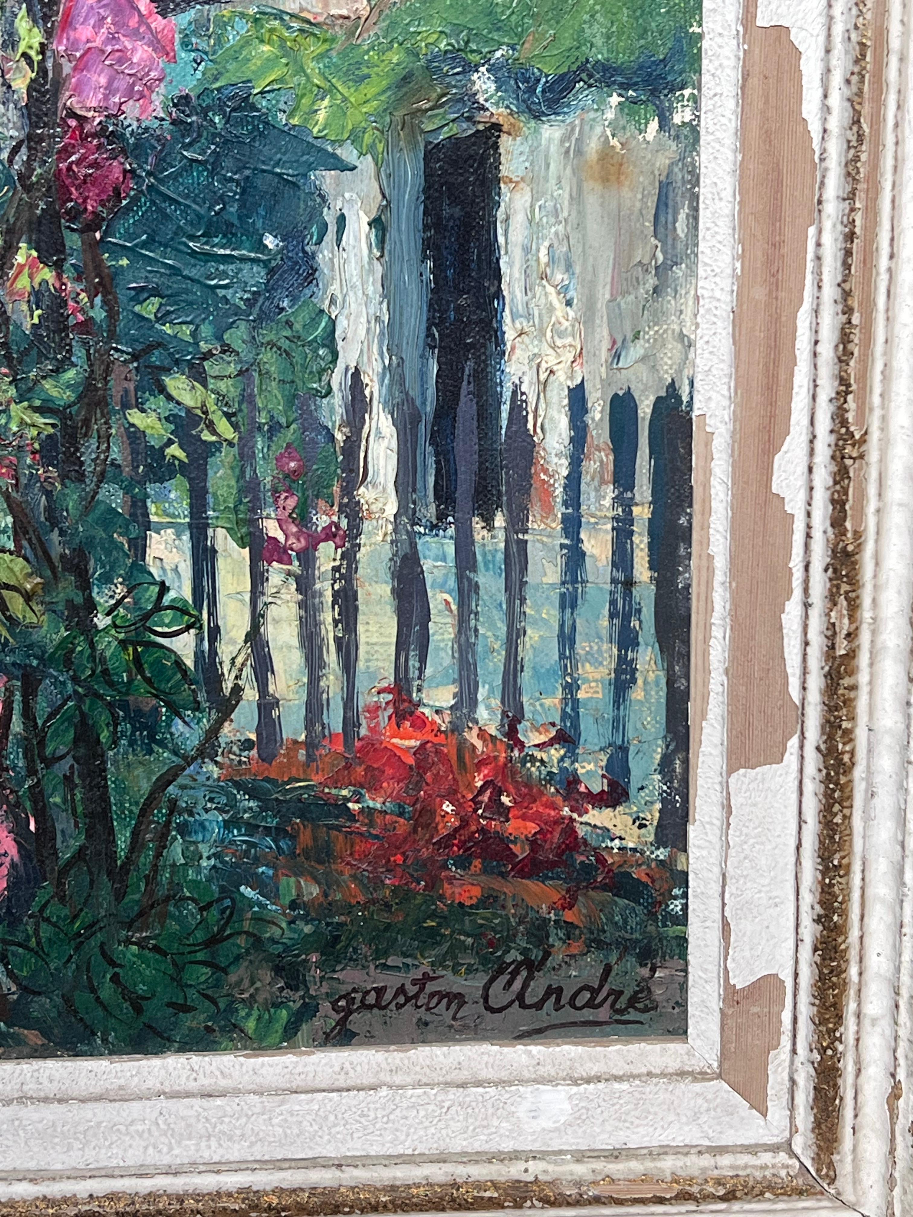 Arco da giardino fiorito impressionista francese del 1950 firmato Impressionista in vendita 4