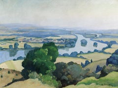 A River Landscape - Post Impressionist Landscape Oil by Gaston Balande
