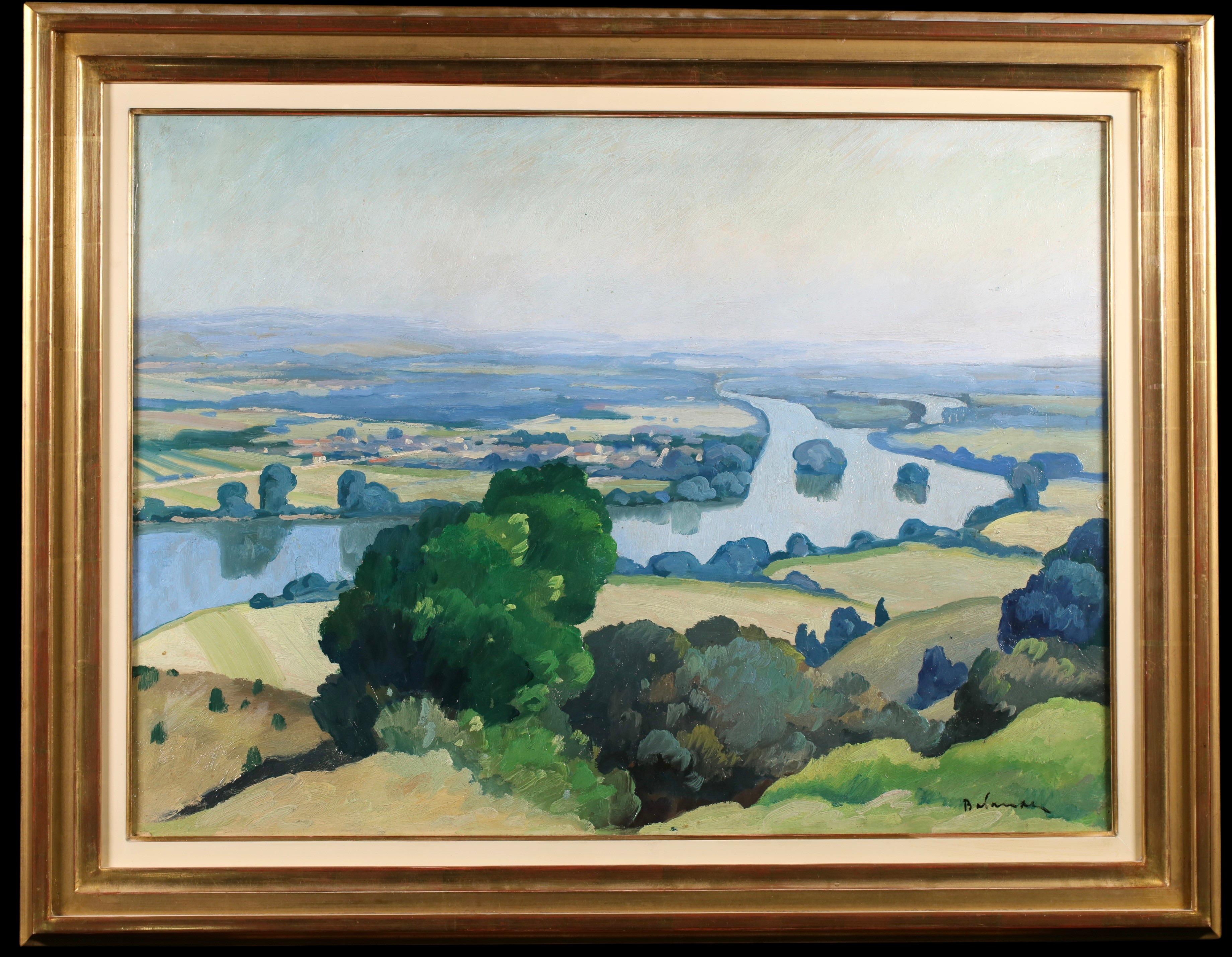 A River Landscape - Post Impressionist Landscape Oil by Gaston Balande