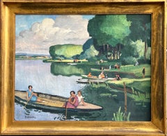 "Fisherwomen in Veneux" original painting on canvas