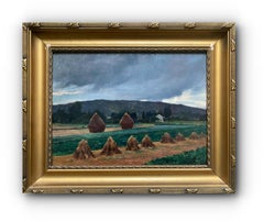 Farm with Haystacks (exhibited 1897 Paris Winter Salon - Framed Antique)