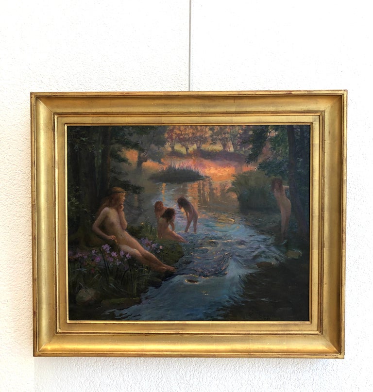 Gaston Bussiere - Young nymphs in the bath For Sale at 1stDibs