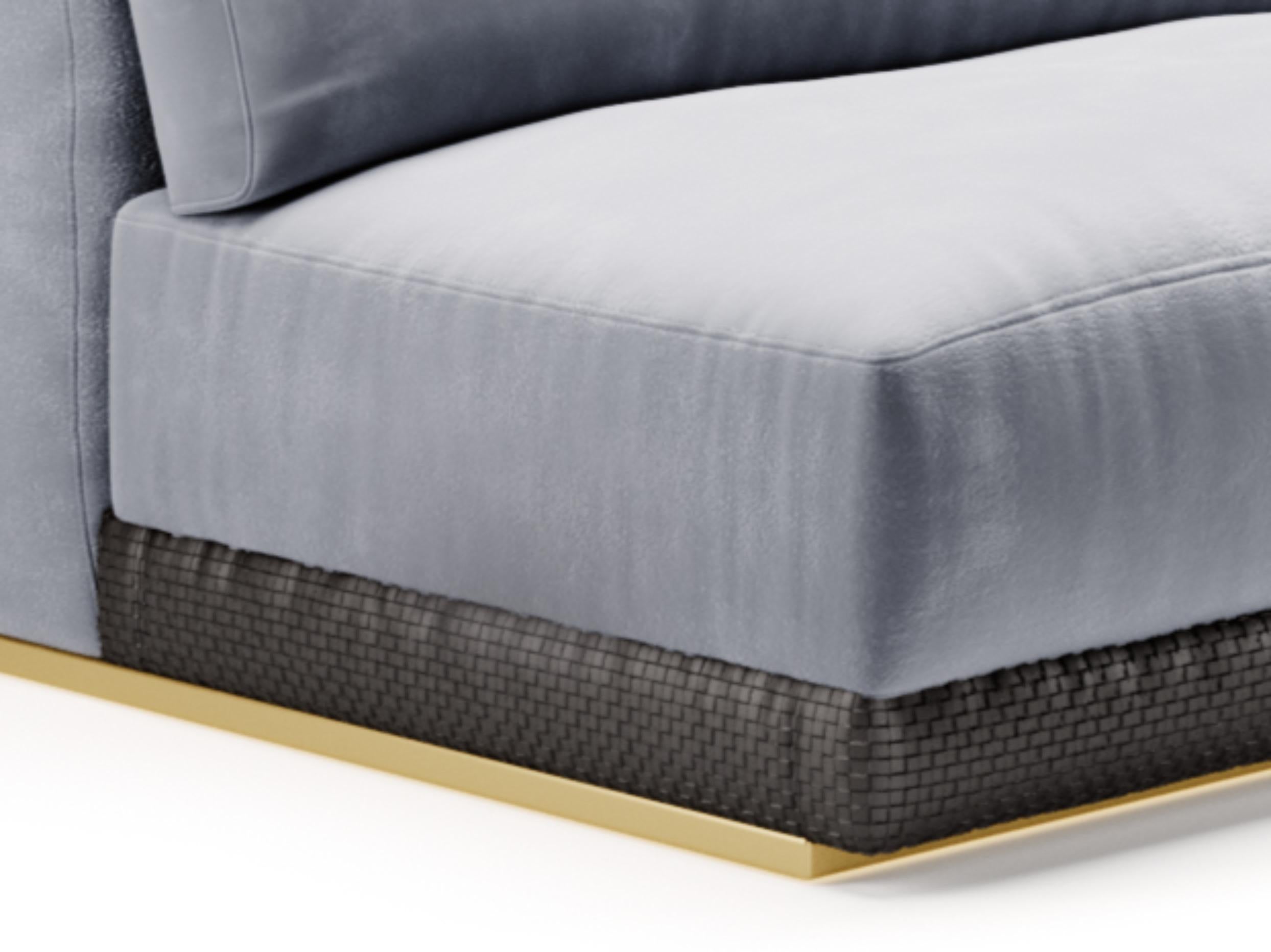 Modern Gaston Center Element, Contemporary Sofa Settee Velvet Leather For Sale